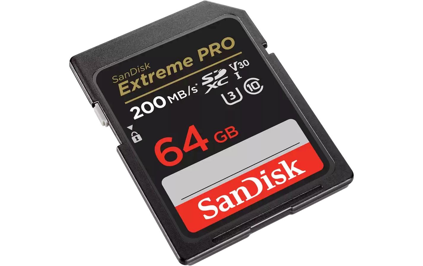 SanDisk Extreme Pro Speichergerät – 64 GB, SDXC UHS-I, 200/90 MB/s (lesen/schreiben; Klasse 10)