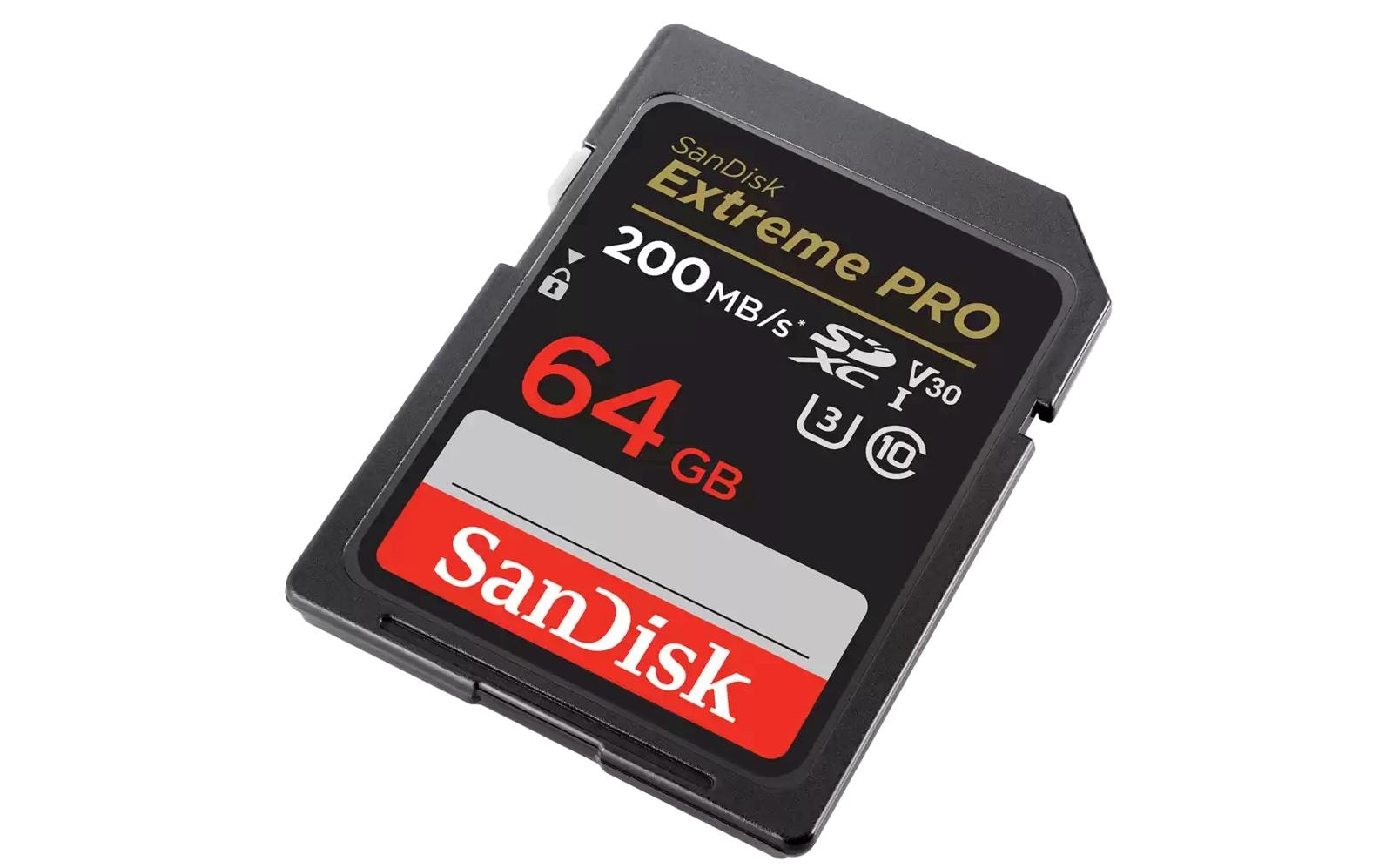 SanDisk Extreme Pro Speichergerät – 64 GB, SDXC UHS-I, 200/90 MB/s (lesen/schreiben; Klasse 10)