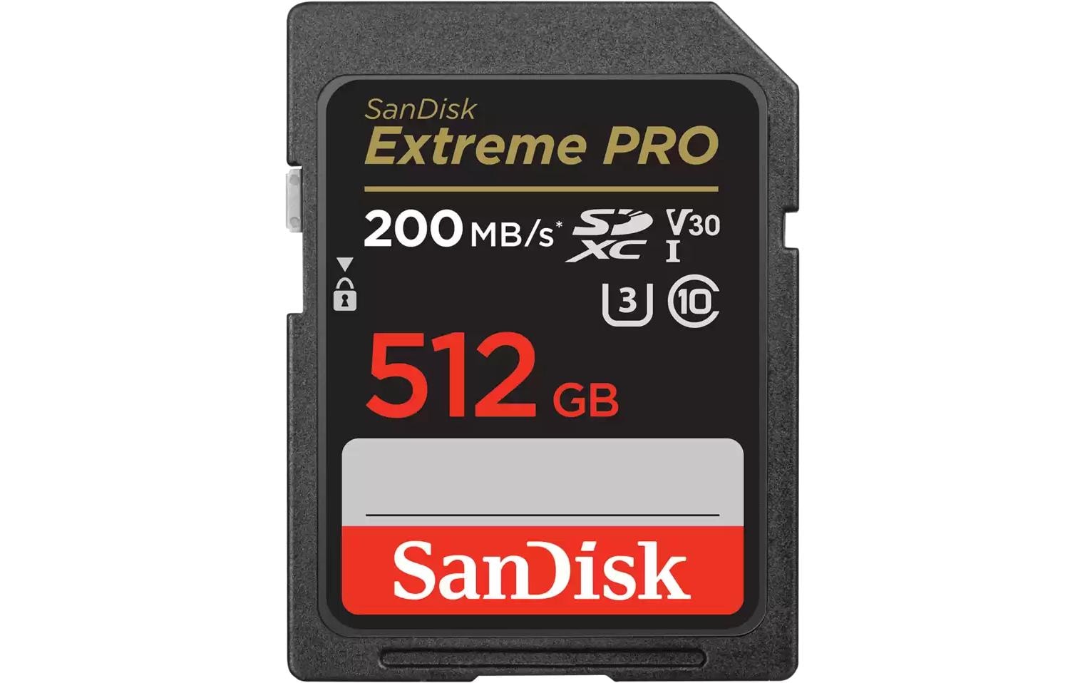 SanDisk Extreme Pro SDXC Speicherkarte – 512 GB, UHS-I, 200 MB/s lesen / 140 MB/s schreiben; Klasse 10