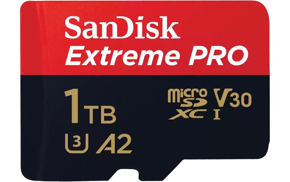 SanDisk Extreme Pro microSDXC Speichergerät – 1 TB, 200/140 MB/s, A2, C10, mit SD-Adapter