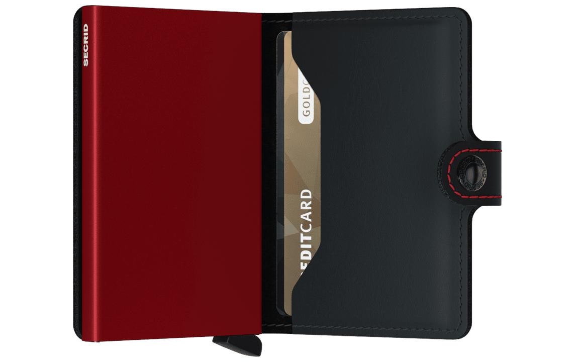 Secrid Kartenetui Miniwallet – RFID-Schutz – 10 Karten – 65×102×21 mm – Schwarz matt – Aluminium, Leder