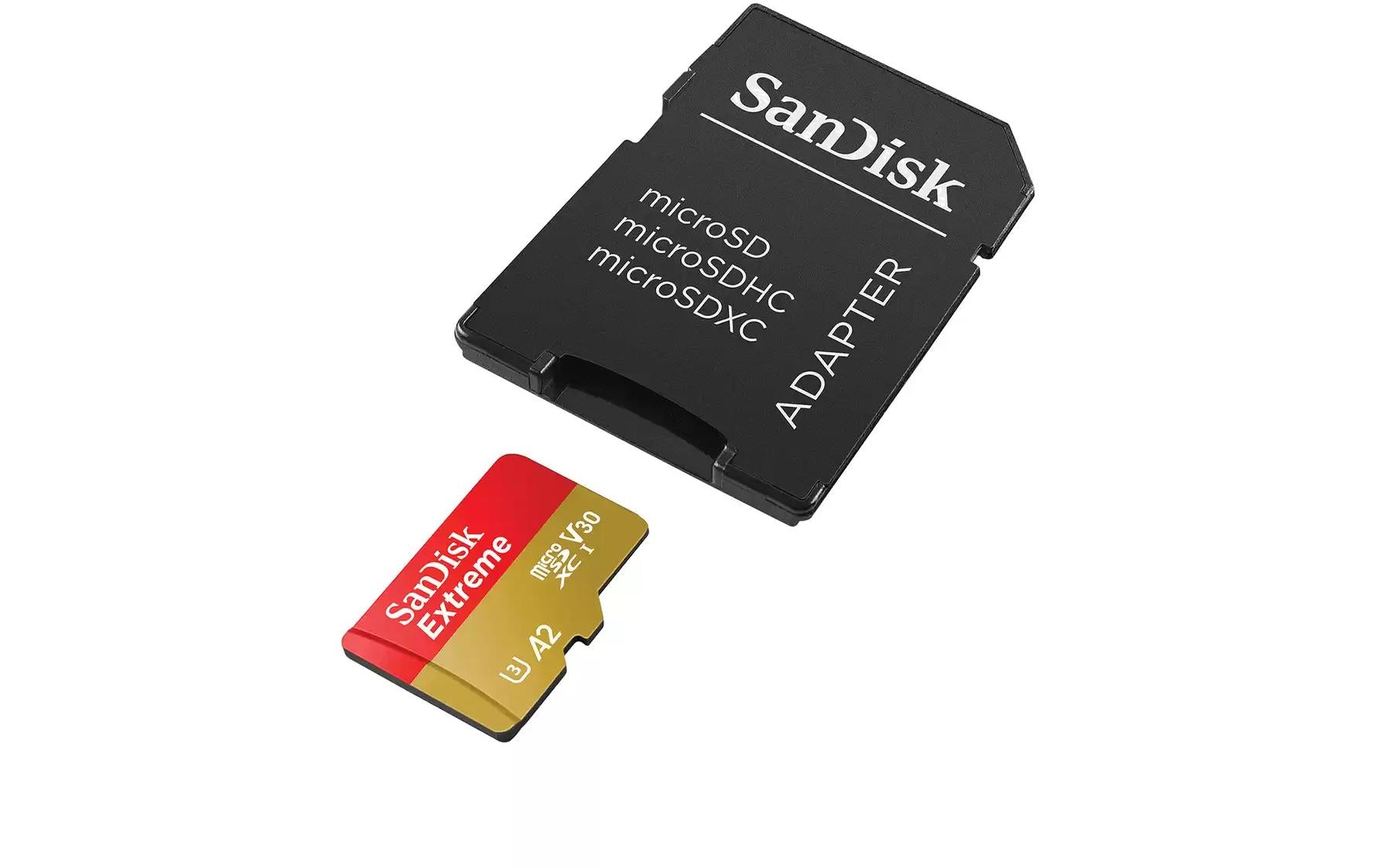SanDisk Extreme microSDXC – 128 GB, A2, C10, V3, mit SD-Adapter
