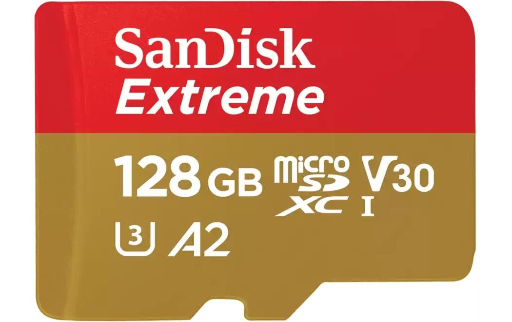 SanDisk Extreme microSDXC – 128 GB, A2, C10, V3, mit SD-Adapter