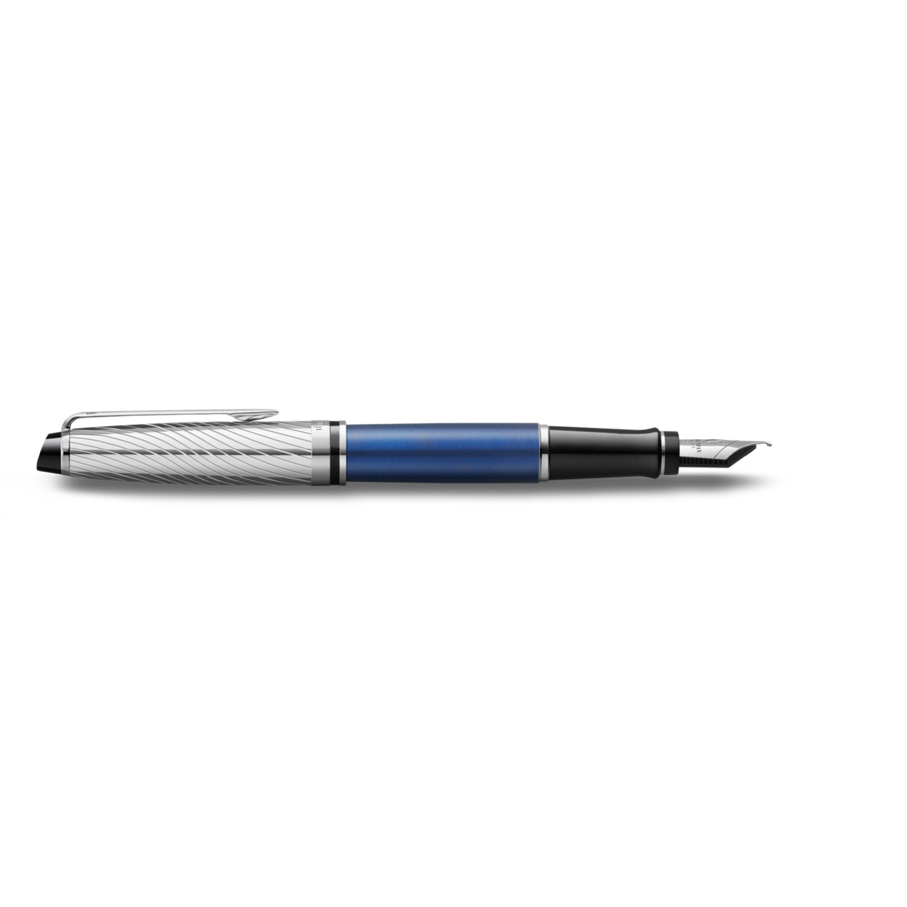 Waterman Expert Deluxe Palladium – Federspitze F – Metallic Blau