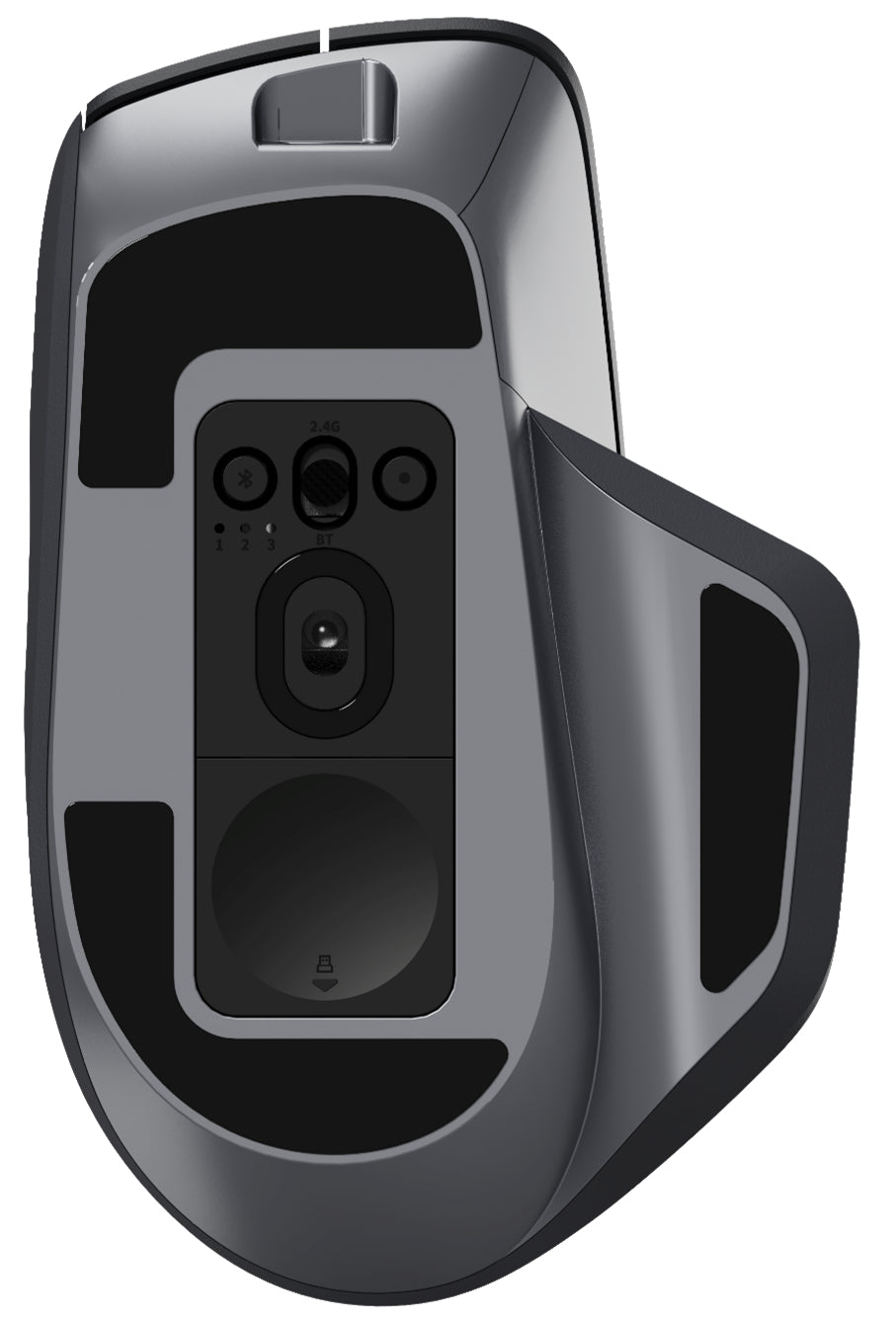 Rapoo MT760L Ergonomische Maus – kabellos, Bluetooth + 2,4 GHz, USB-C, für Rechtshänder, Daumentaste, schwarz