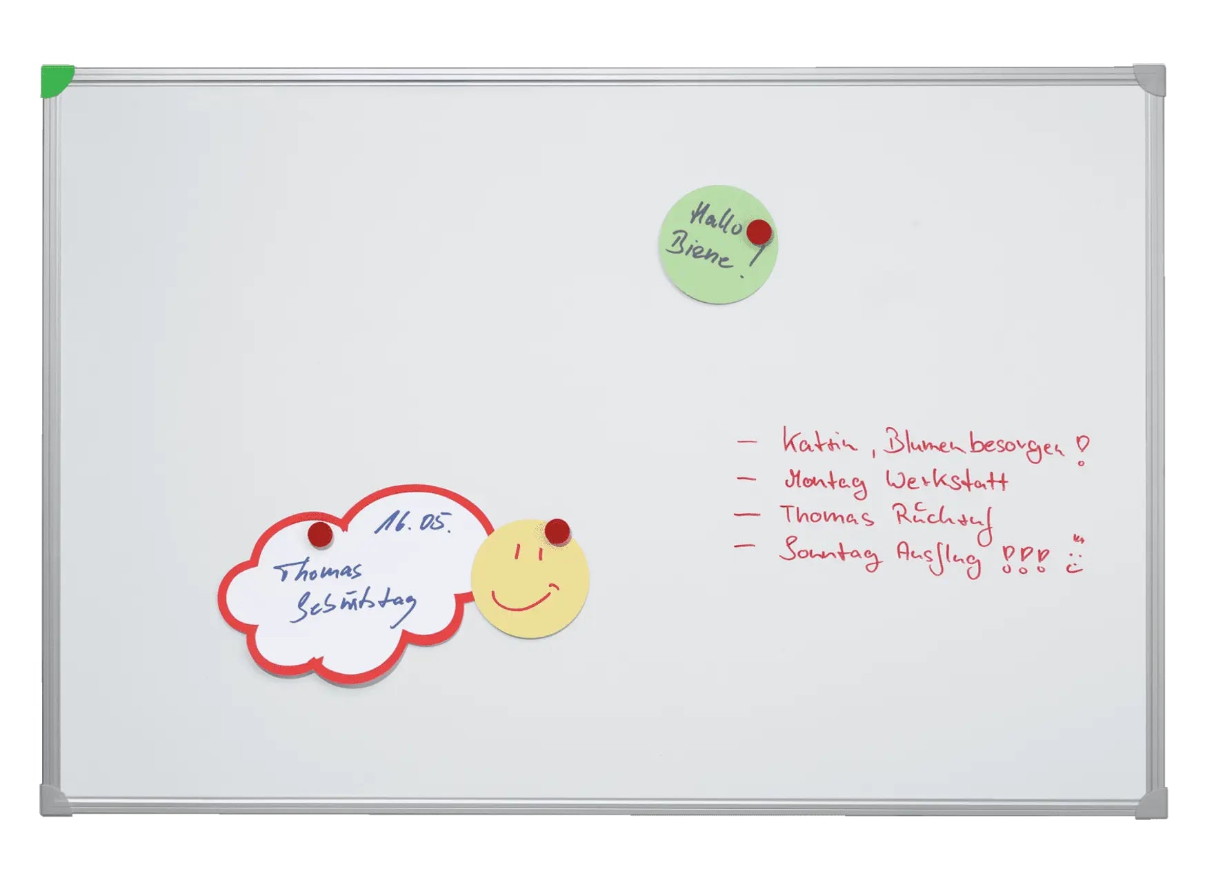 Franken Whiteboard – 120 × 180 cm, lackierter Stahl, magnetisch, Aluminiumrahmen, silber, Wandmontage