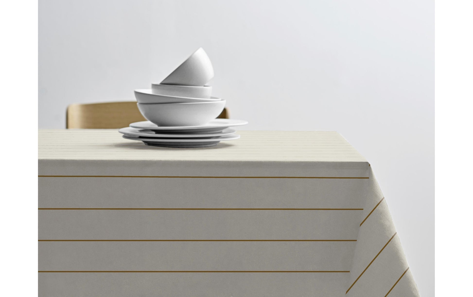 Södahl Tischdecke – 140×320 cm, Baumwolle, Gold, Line, OEKO-TEX