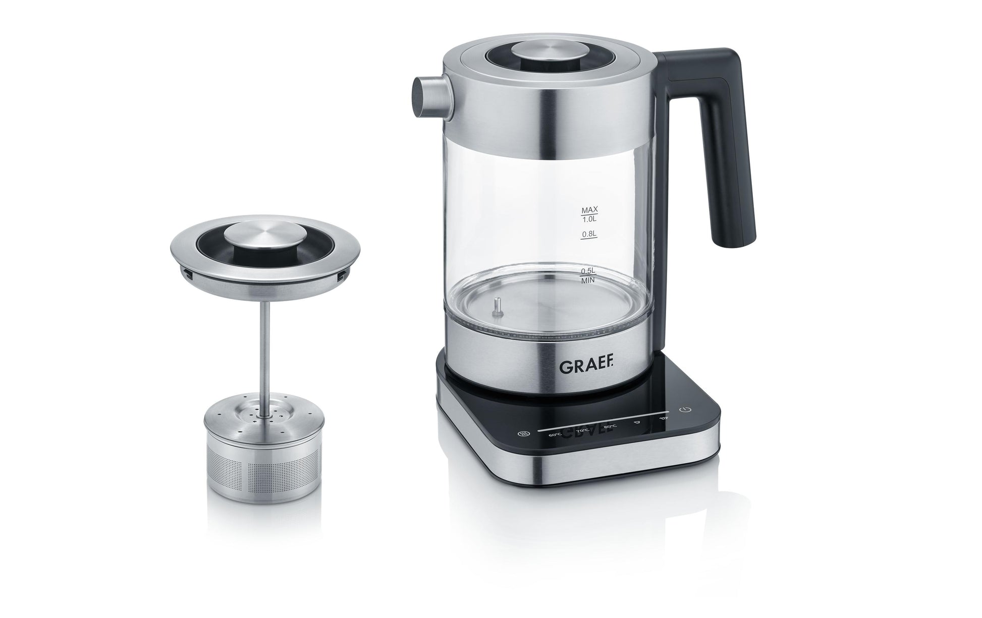 Graef Wasserkocher – 1 l, Warmhaltefunktion, Glas, WK350