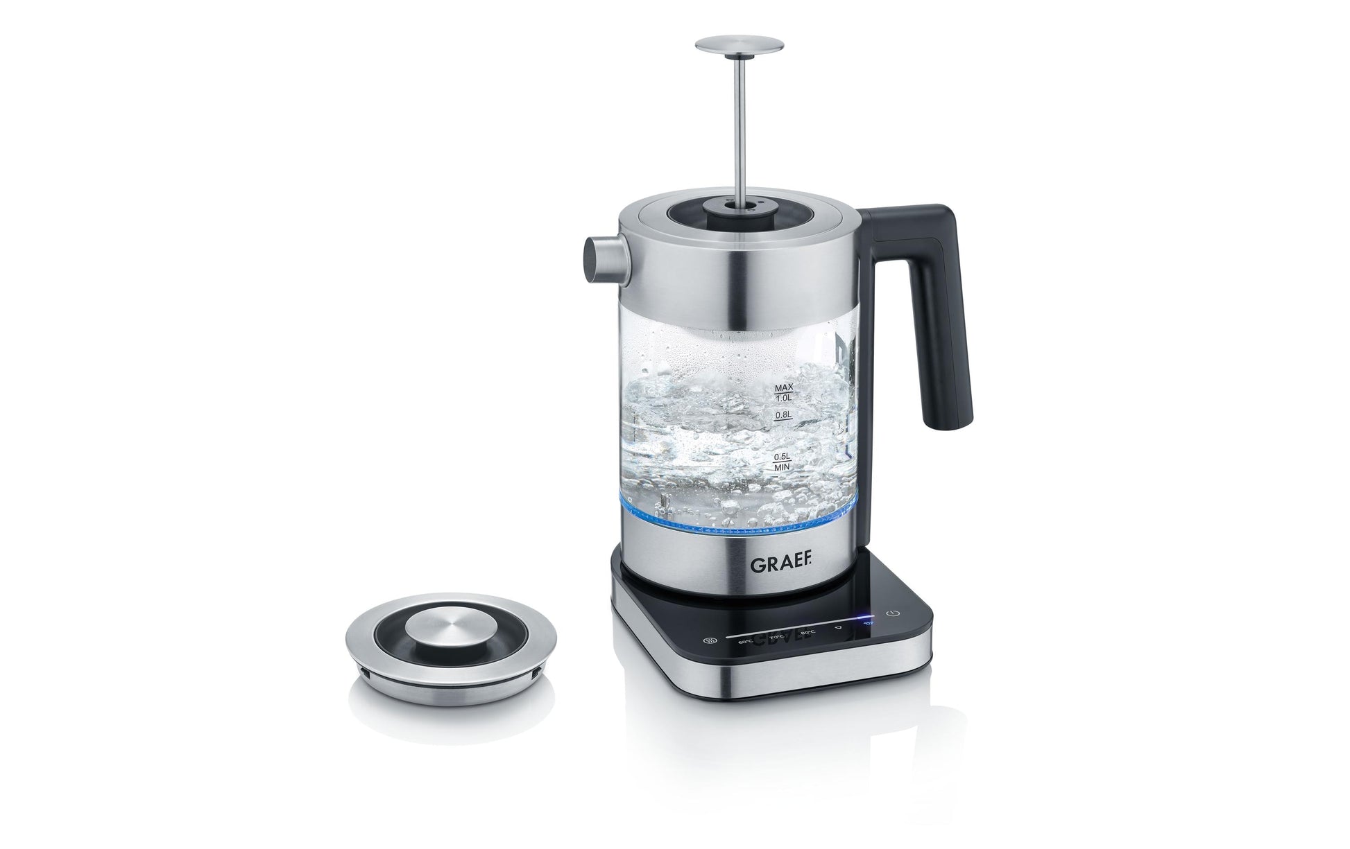 Graef Wasserkocher – 1 l, Warmhaltefunktion, Glas, WK350