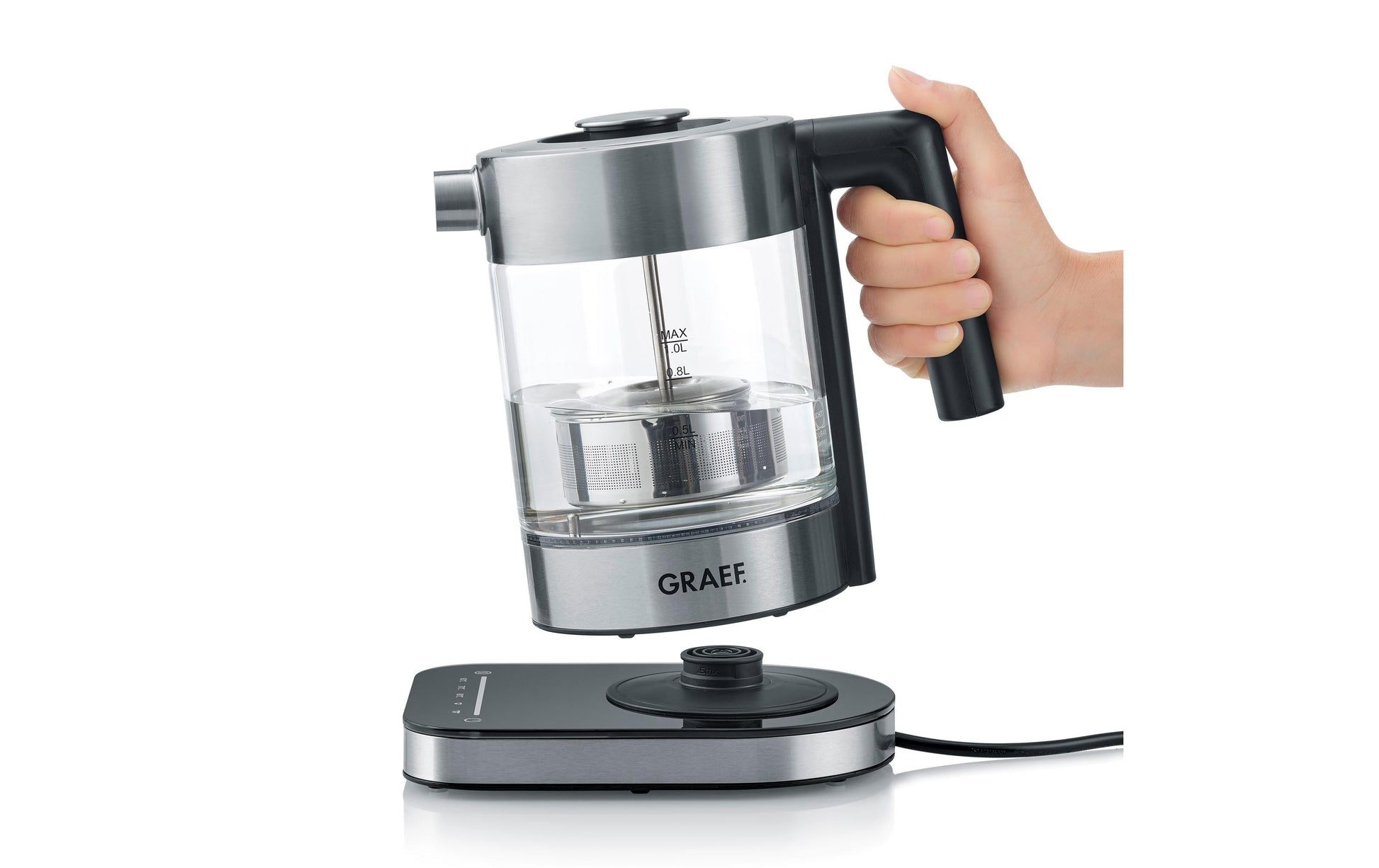 Graef Wasserkocher – 1 l, Warmhaltefunktion, Glas, WK350