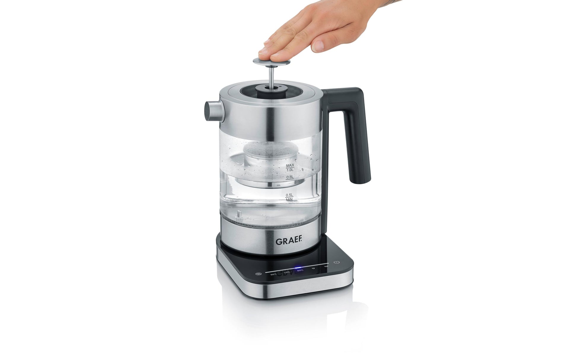 Graef Wasserkocher – 1 l, Warmhaltefunktion, Glas, WK350