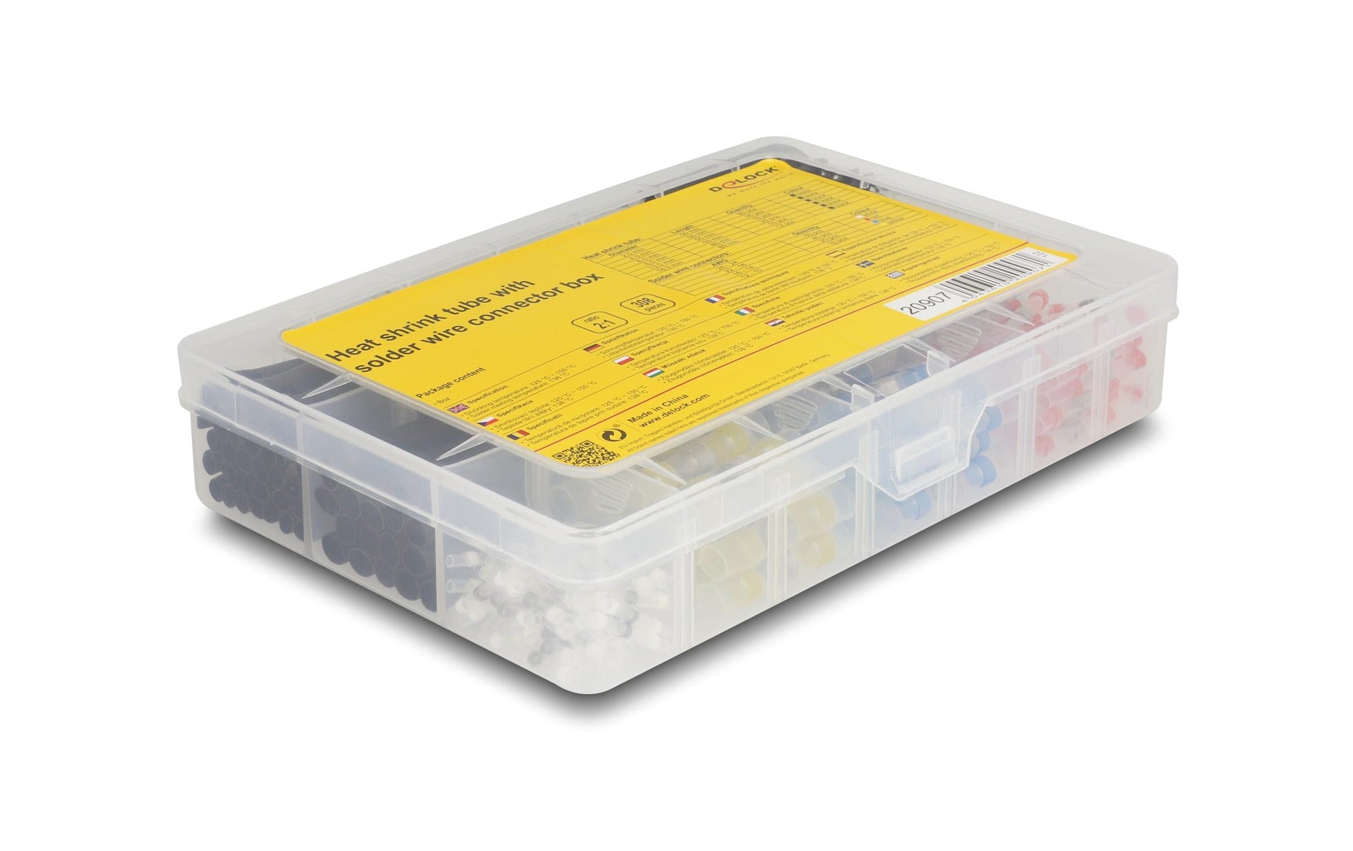 DeLOCK Schrumpfschlauch-Set, 308-teilig, Ø 2 mm, 8 cm – Schwarz/Mehrfarbig