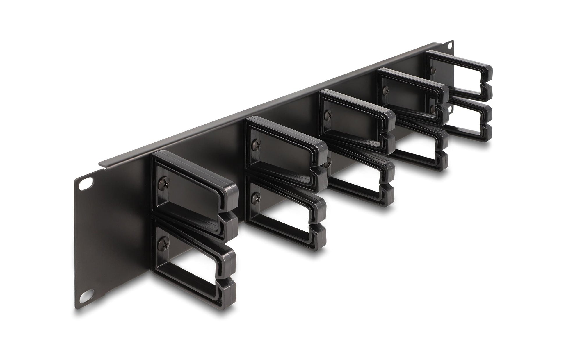 DeLOCK 19" Rangierpanel, 2U, 10 Kunststoffbügel, Metall/Kunststoff – Schwarz