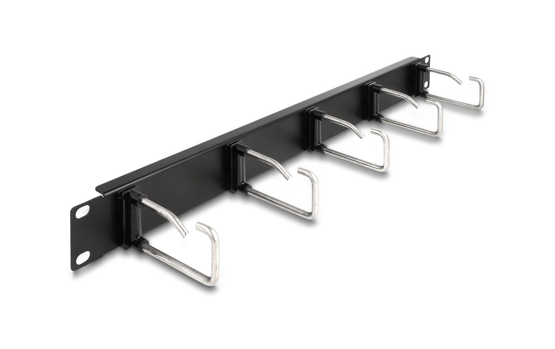 DeLOCK Kabelmanagement Rangierpanel – für 19" Rack – 5 Metallbügel, 1 HE – Metall – schwarz – 81 × 44 × 482 mm