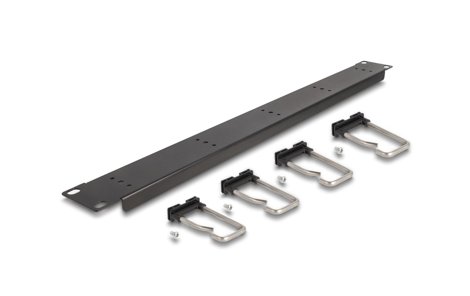 DeLOCK Kabelmanagement Rangierpanel – für 19" Rack – 5 Metallbügel, 1 HE – Metall – schwarz – 81 × 44 × 482 mm
