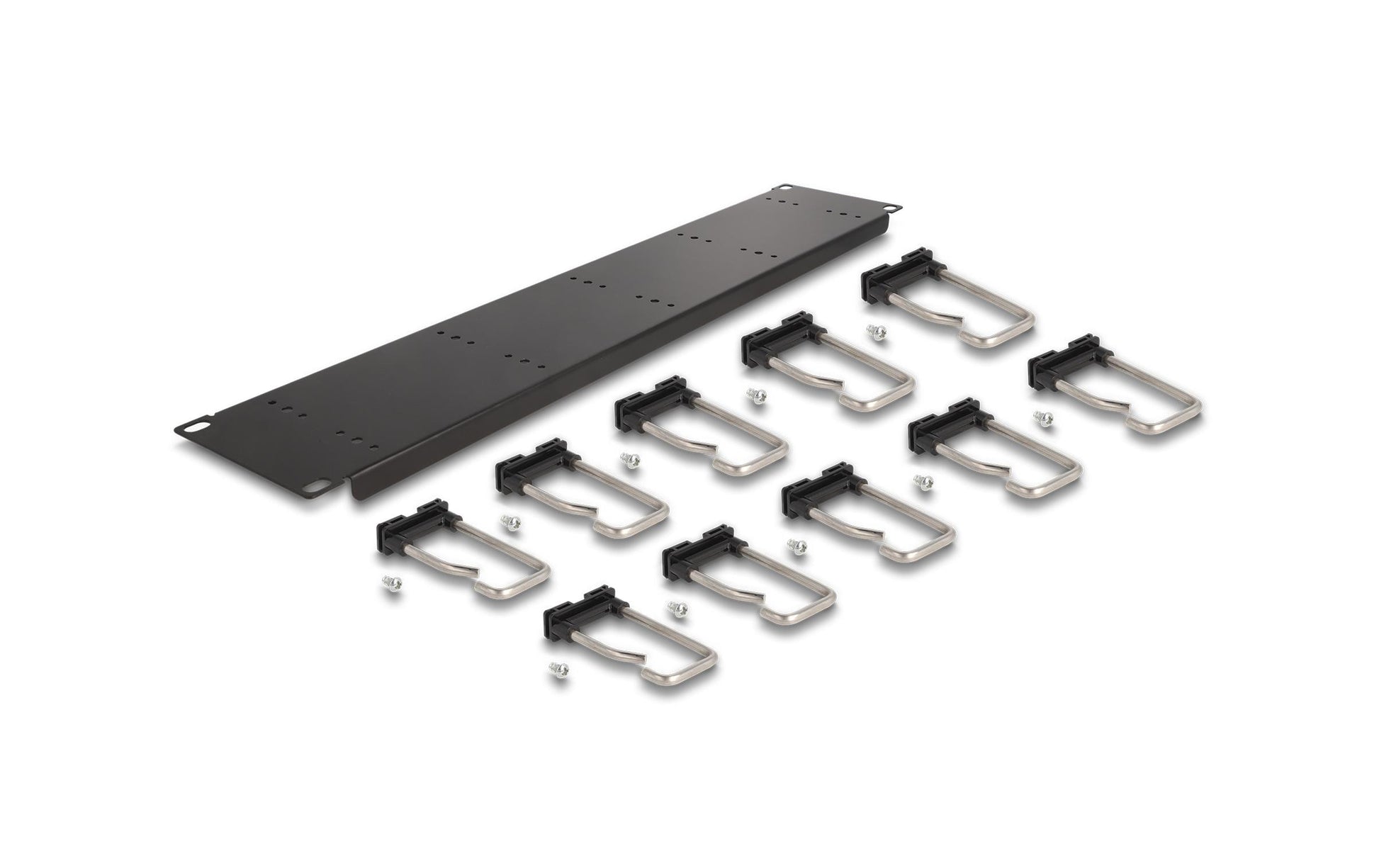 DeLOCK Kabelmanagementtafel – 88×81 mm, L 482 mm – Metall – Schwarz – für 19" Rack