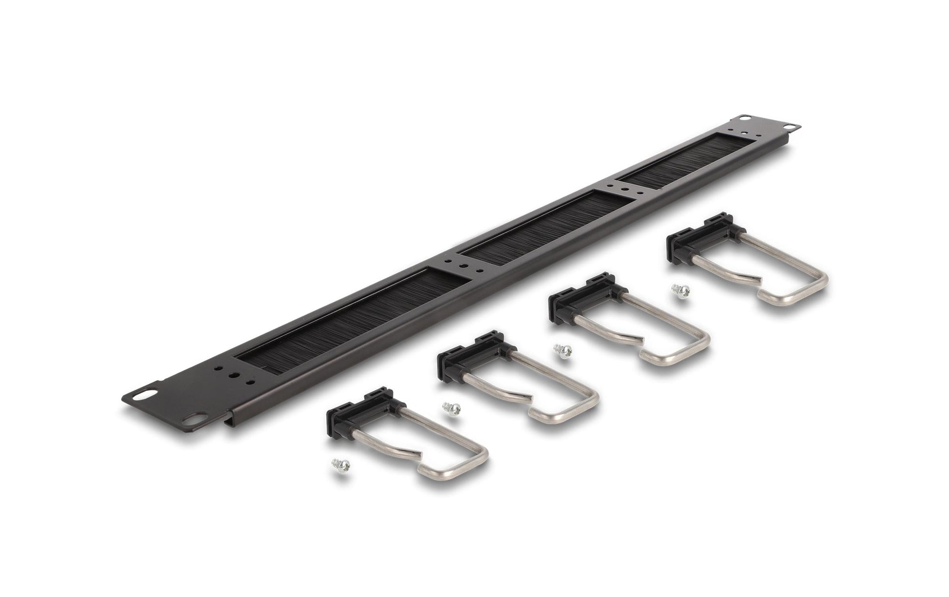 DeLOCK 19" Rangierpanel, 1U, 4 Metallbügel, 482×81×44 mm – schwarz