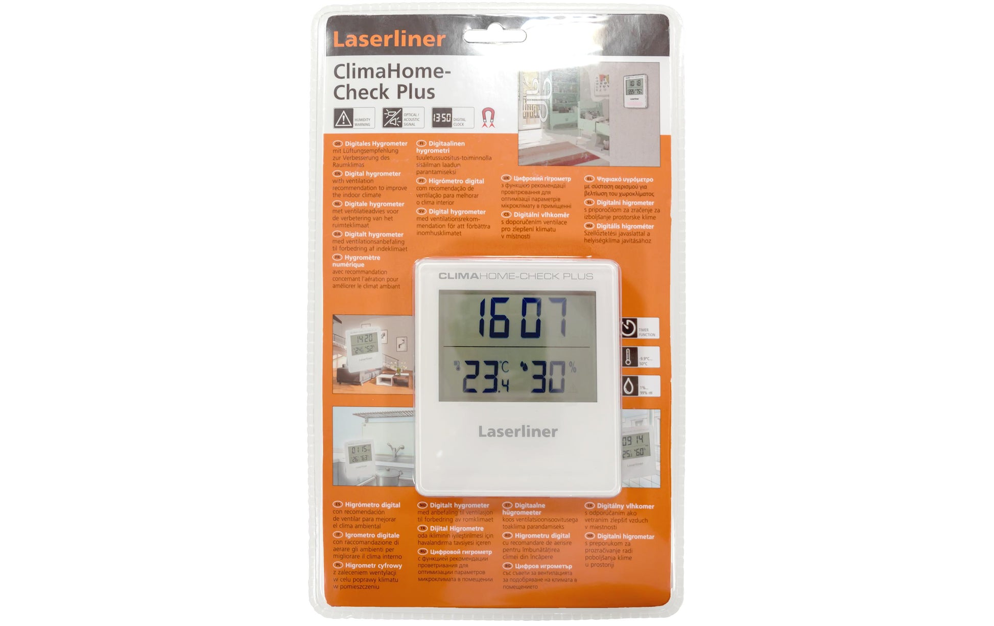 Laserliner Clima Home Check Plus Thermo-Hygrometer (Handgerät) – −9,9–50 °C, 20–80 %, Innen