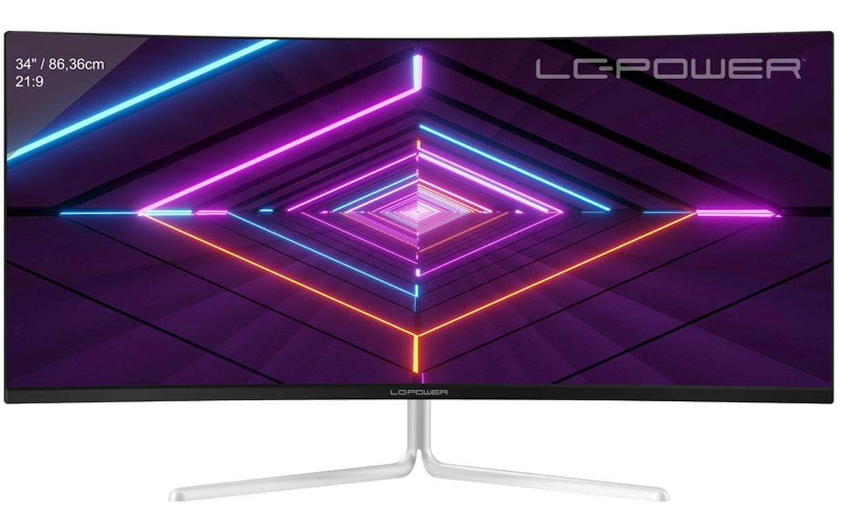 LC-Power LC-M34-UWQHD-100-C-V3 – Monitor, 34", VA, 120 Hz, 300 cd/m², Gebogen, VESA 75 × 75, Weiss