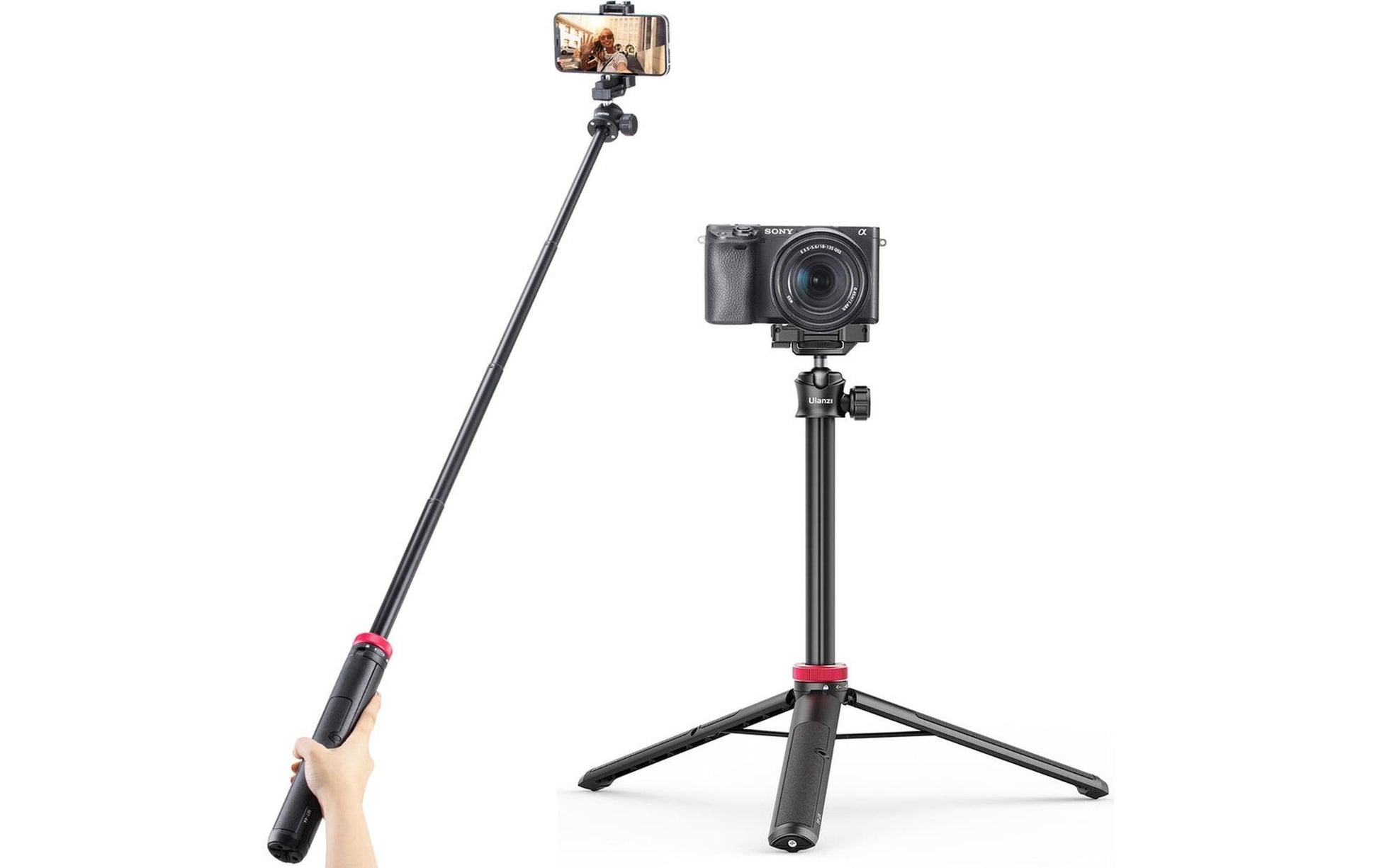 Ulanzi MT-44BK Mini-Stativ/Selfie-Stick – bis 109 cm – bis 1 kg – Schwarz