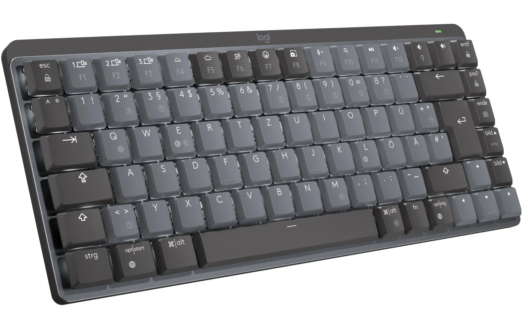 Logitech MX Mech Mini – Tastatur, kabellos (Bluetooth), CH-Layout (DE-CH), mechanisch, beleuchtet, Grau