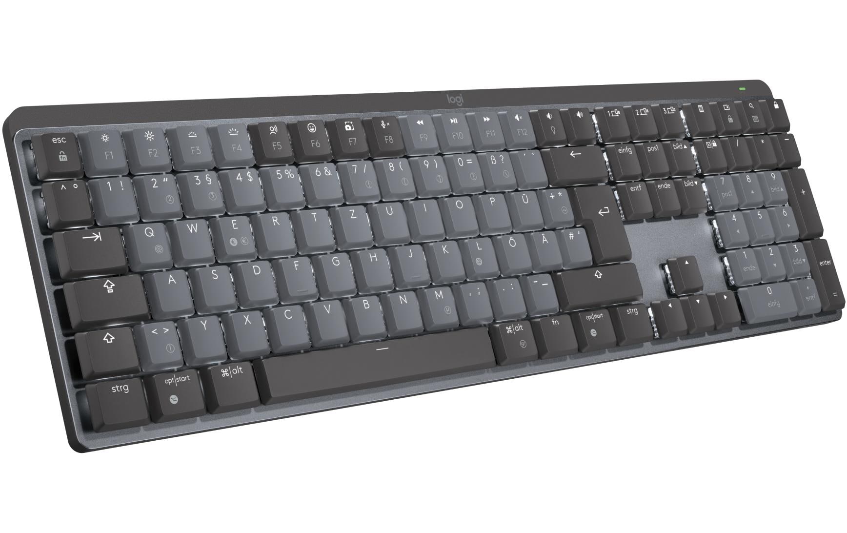 Logitech MX Mechanical – Tastatur, kabellos, CH-Layout (DE-CH), mechanisch, beleuchtet, Dunkelgrau