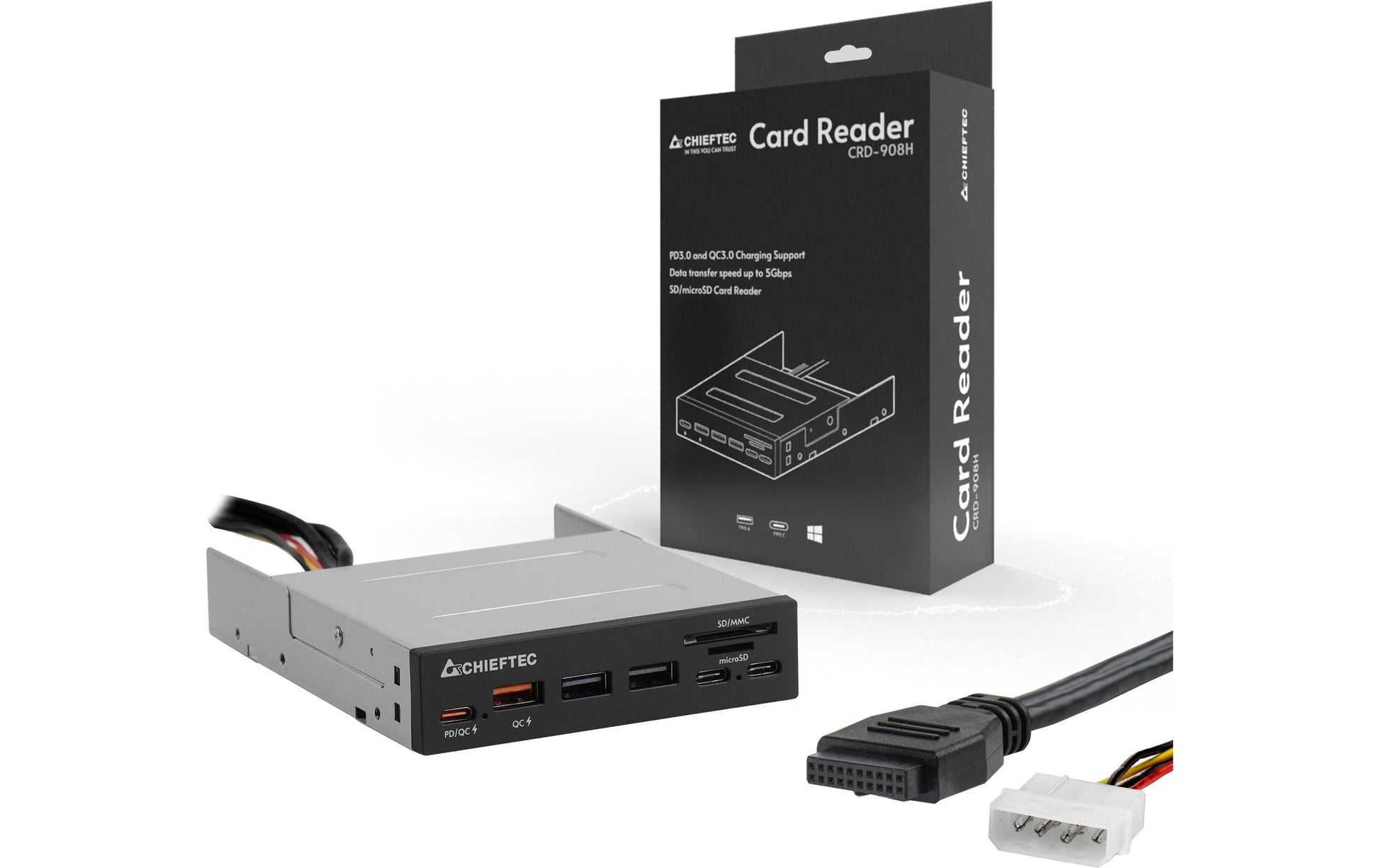 Chieftec CRD-908H Multiport-Adapter – USB-C, 2× USB-A, 2× USB-B, SD/microSD