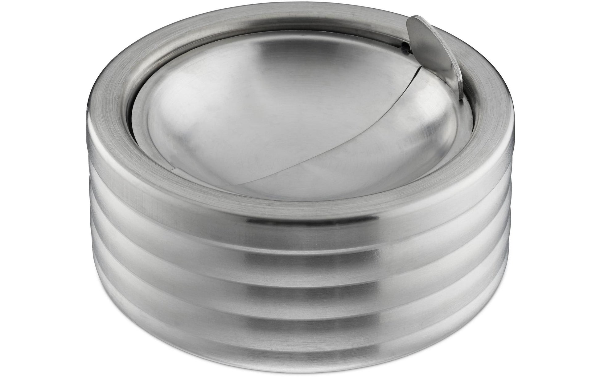 Relaxdays Aschenbecher mit Deckel – Silber – Ø 11,5 cm × 5,5 cm – Edelstahl – 1 Stk