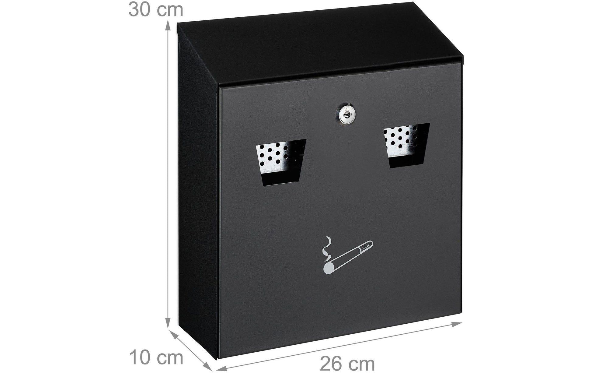 Relaxdays Wandaschenbecher – 3 l – Eisen, rechteckig – schwarz/silber