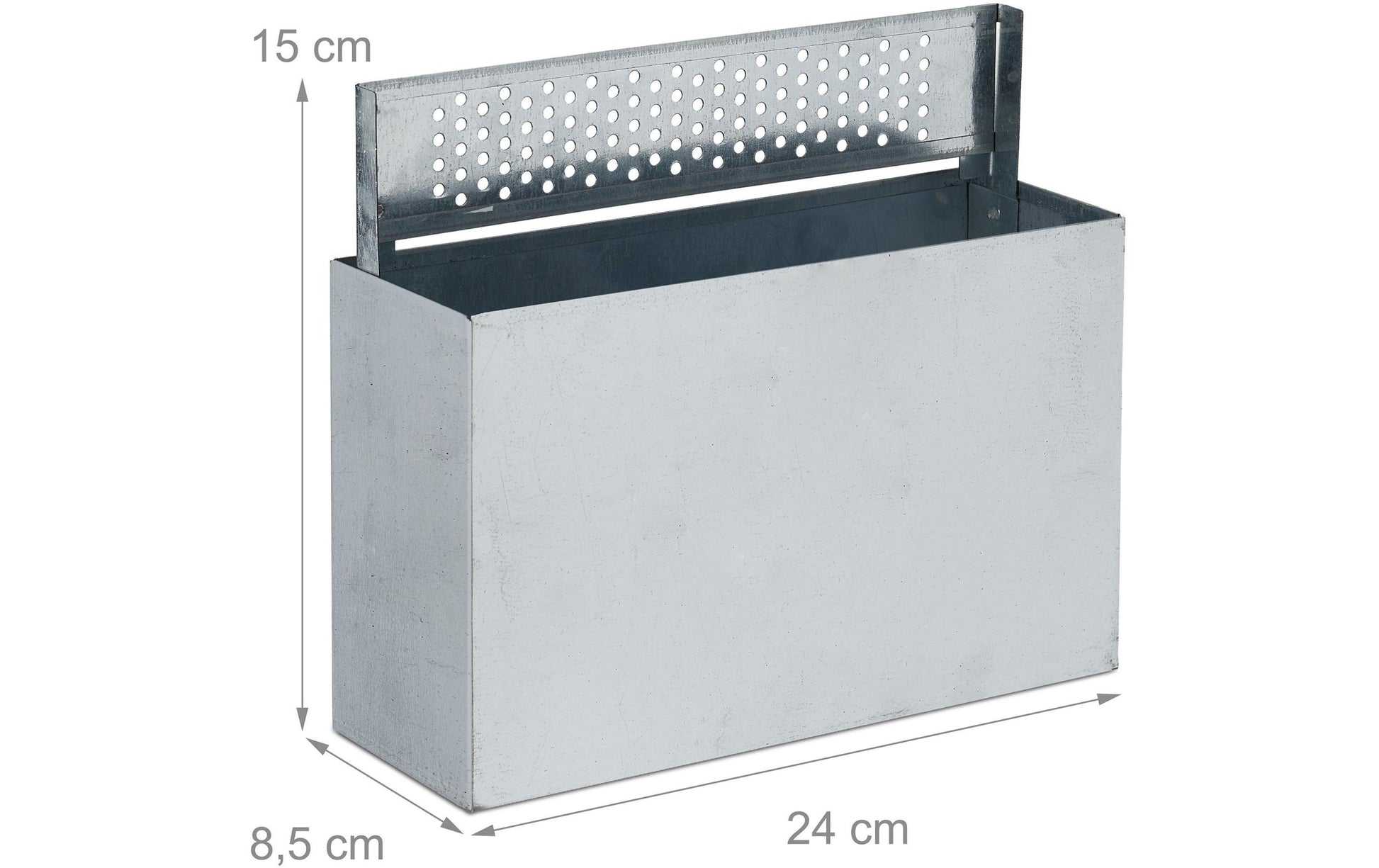 Relaxdays Wandaschenbecher – 3 l – Eisen, rechteckig – schwarz/silber