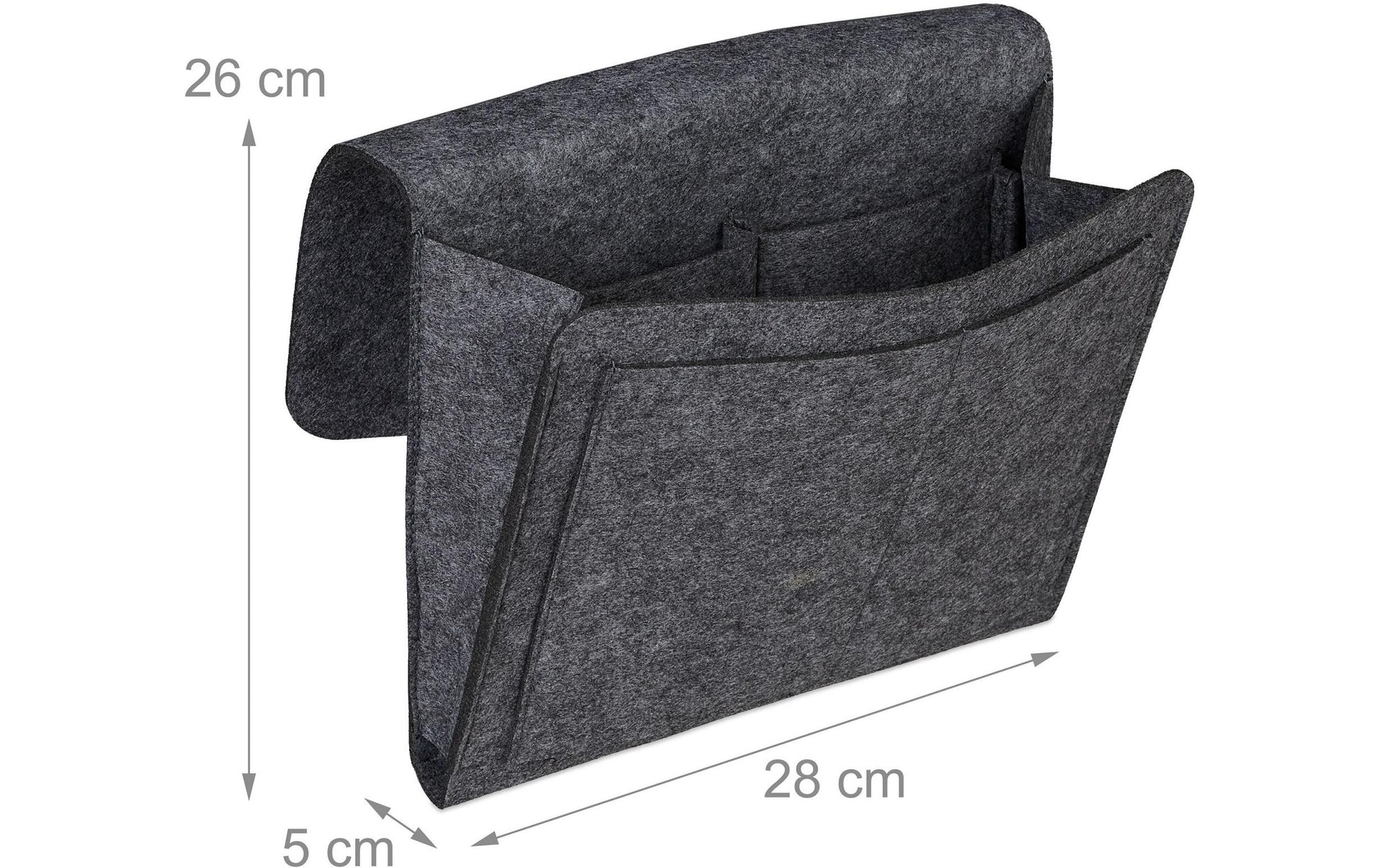 Relaxdays Aufbewahrungstasche – Filz – Anthrazit – 5 Fächer – 280 × 260 × 50 mm