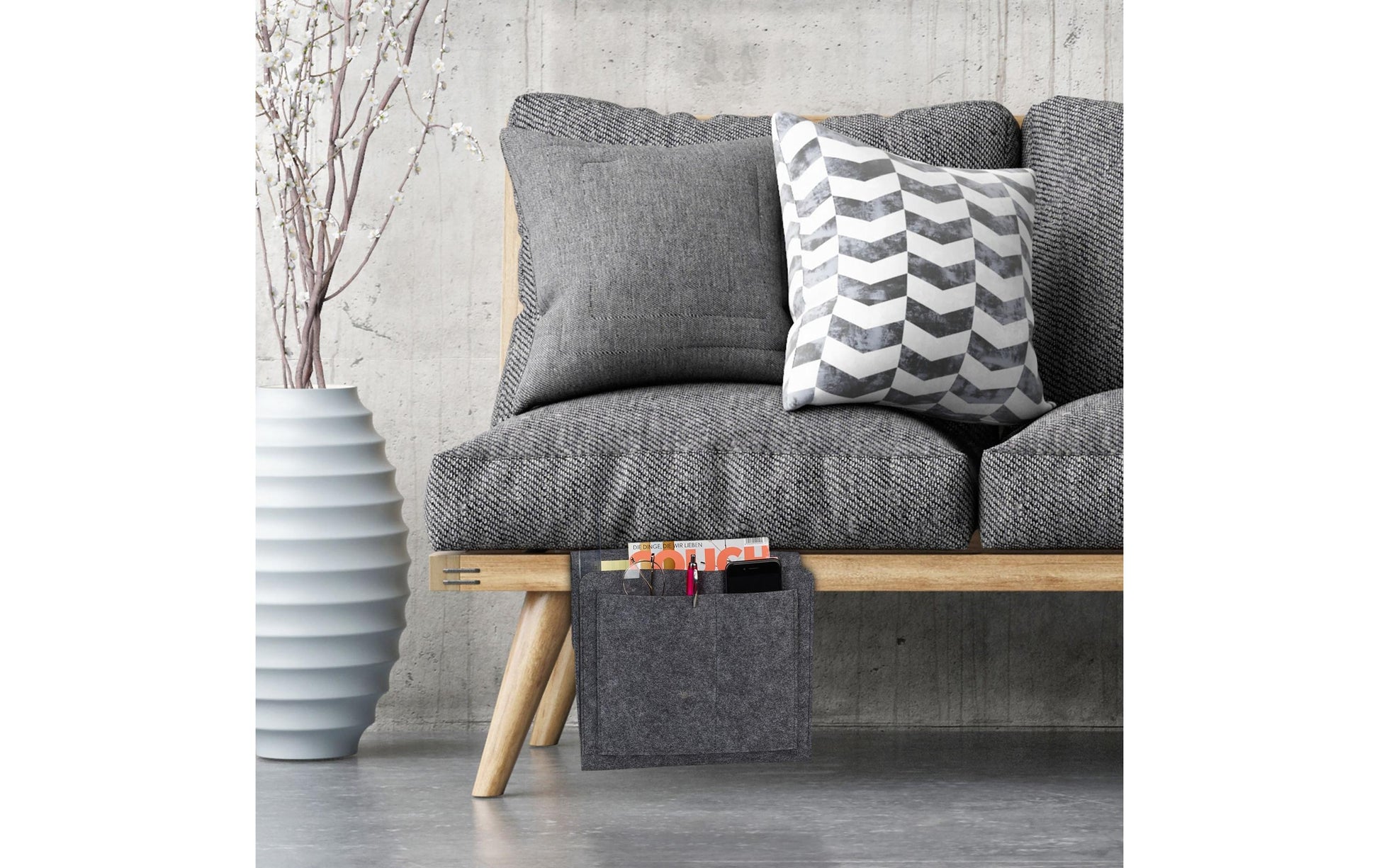 Relaxdays Aufbewahrungstasche – Filz – Anthrazit – 5 Fächer – 280 × 260 × 50 mm