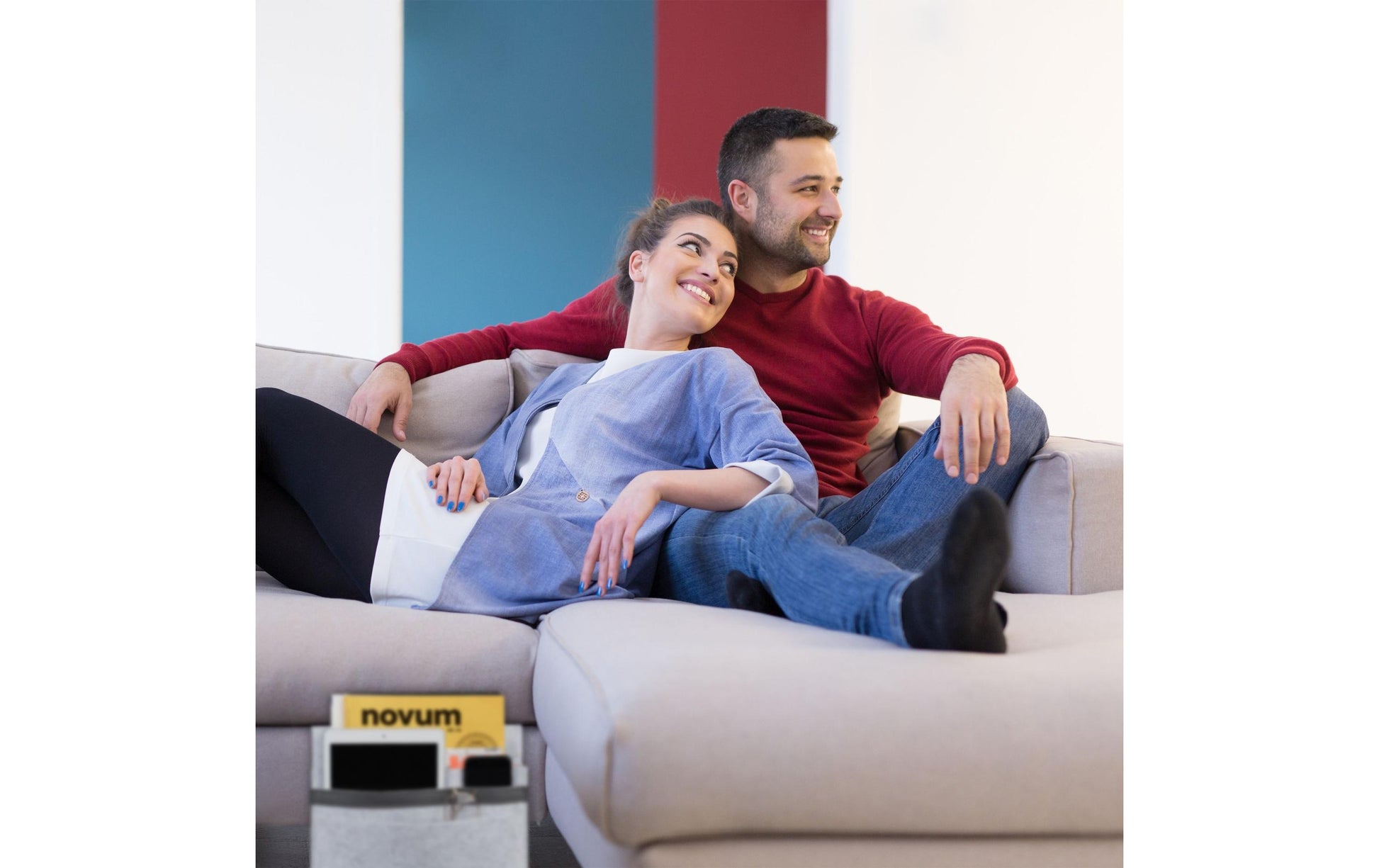 Relaxdays Ablageschale 5 Fächer – Filz – Grau – 280 × 260 × 50 mm