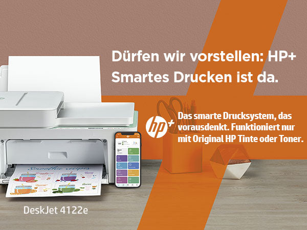 HP DeskJet 4122e – Farbtintenstrahl-Multifunktionsdrucker, A4, 4-in-1, Duplex, ADF, WLAN, AirPrint, Mopria