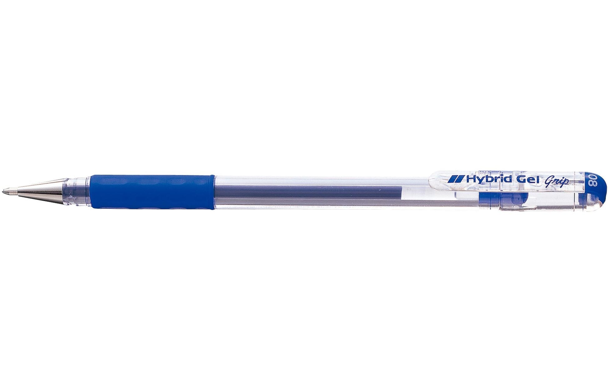 Pentel Hybrid Gel Grip Gelschreiber – Blau, 0,8 mm, wasserfest, lichtbeständig, für dunkles Papier, Kappe