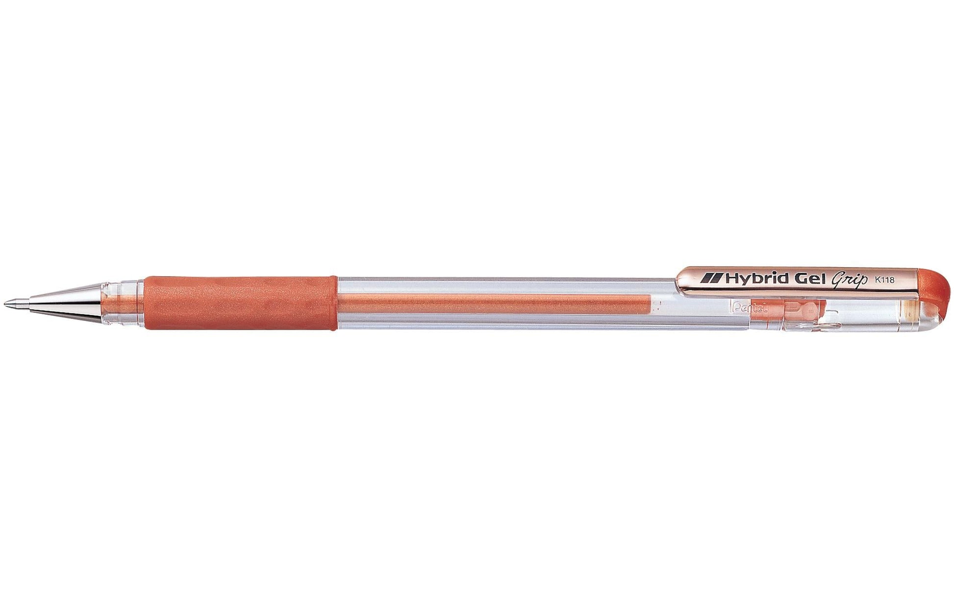 Pentel Hybrid Gel Grip Gelschreiber – bronze, 0,8 mm, wasserfest, lichtbeständig, Kappe – für Linkshänder