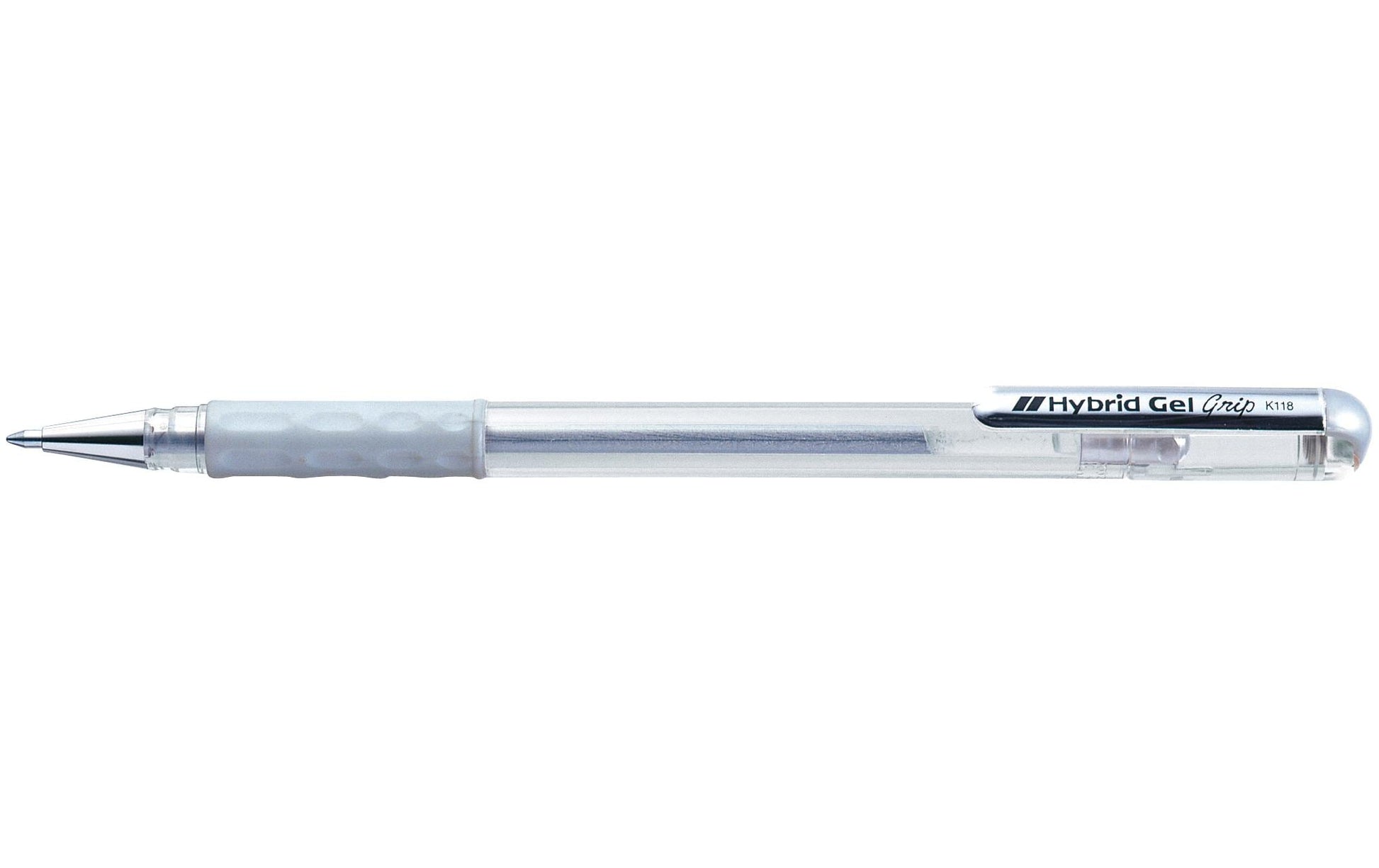 Pentel Hybrid Gel Grip Gelschreiber – silber, 0,8 mm, wasserfest, lichtbeständig, für dunkles Papier, Kappe