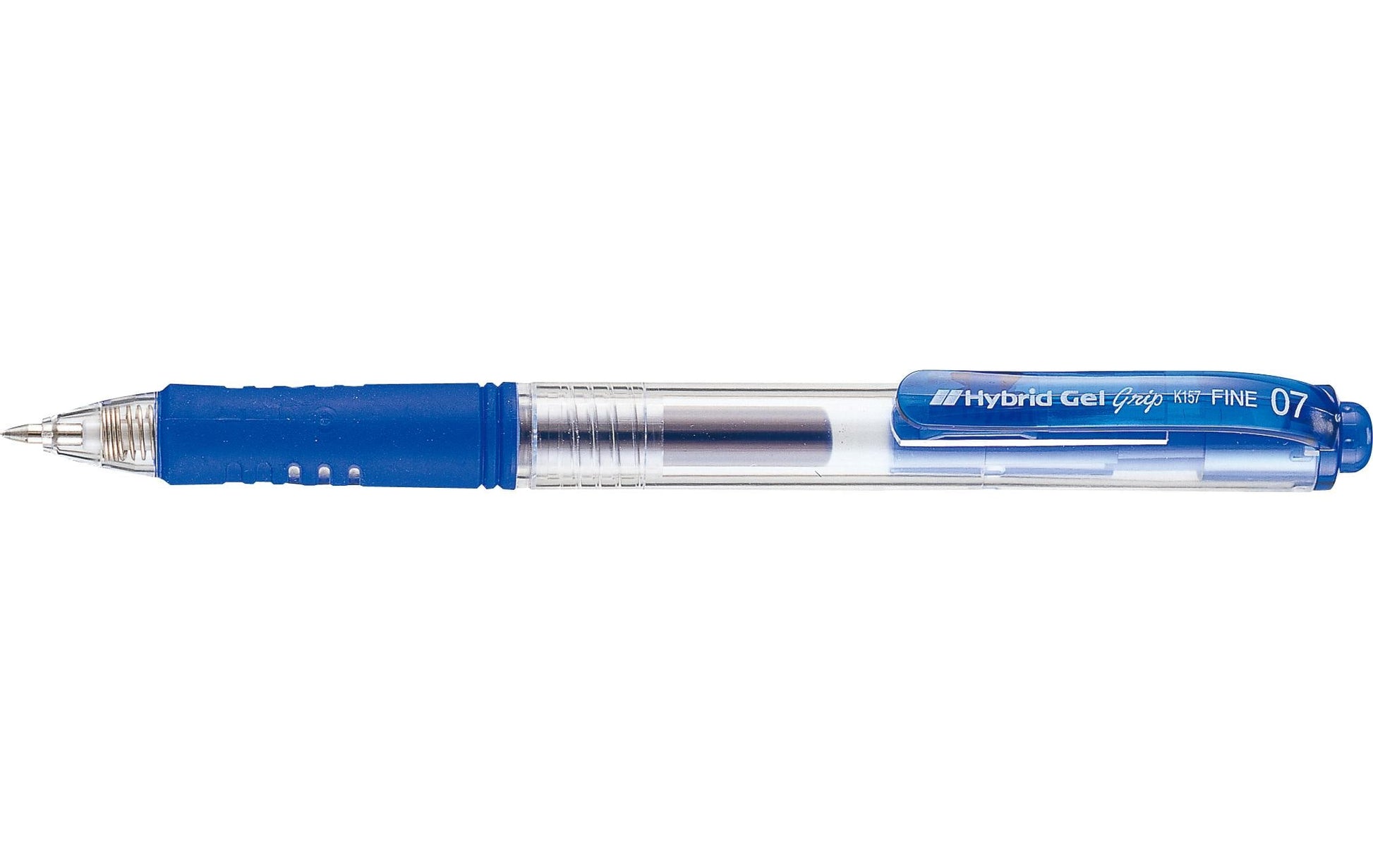 Pentel Hybrid Gel Grip K157 Gelschreiber, Druckmechanik – Blau, Spitze 0,7 mm, wasserfest, 12er-Set