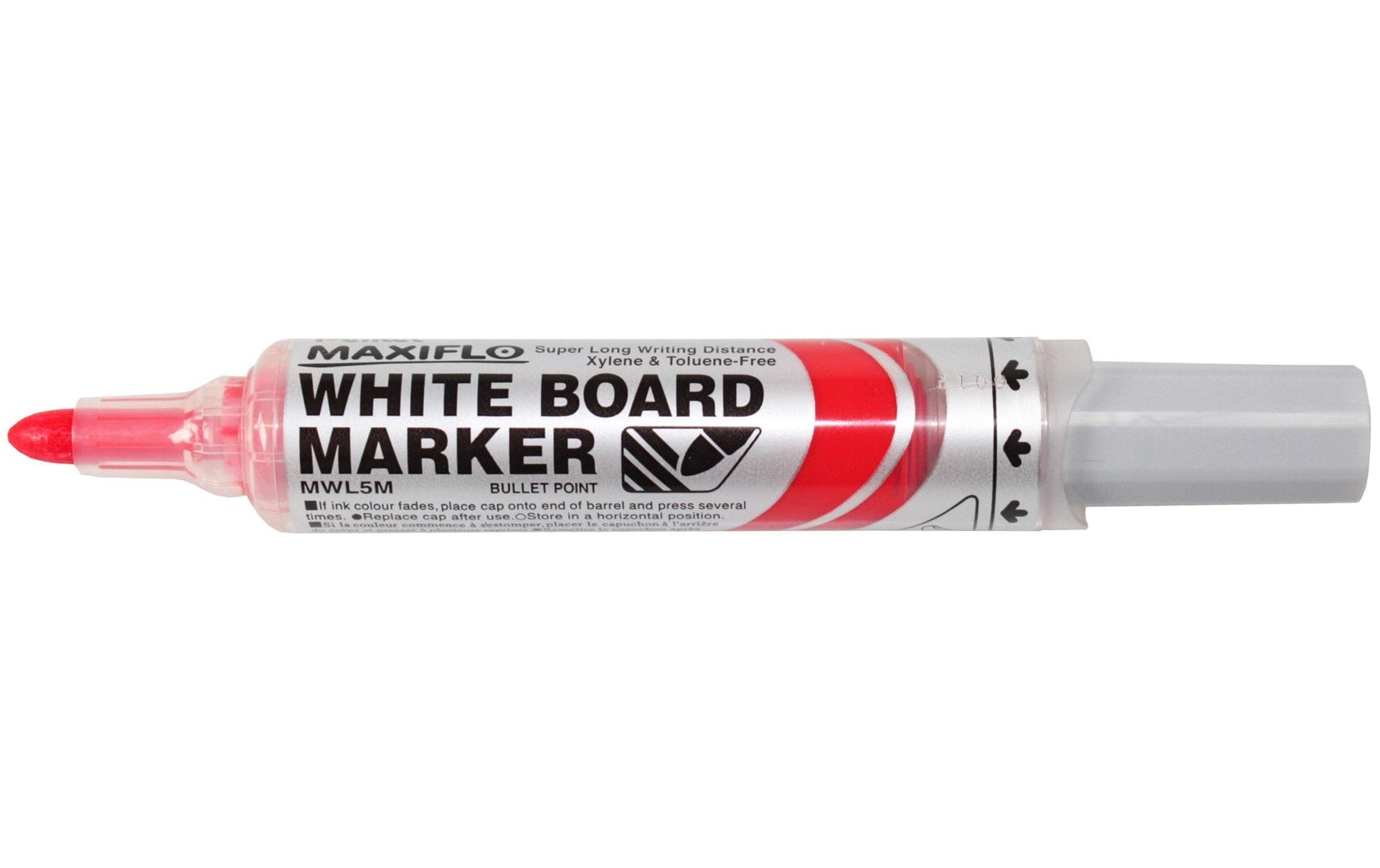 Pentel Whiteboard-Marker Maxiflo MWL5M – Konische Spitze 6 mm – Rot – Trocken abwischbar