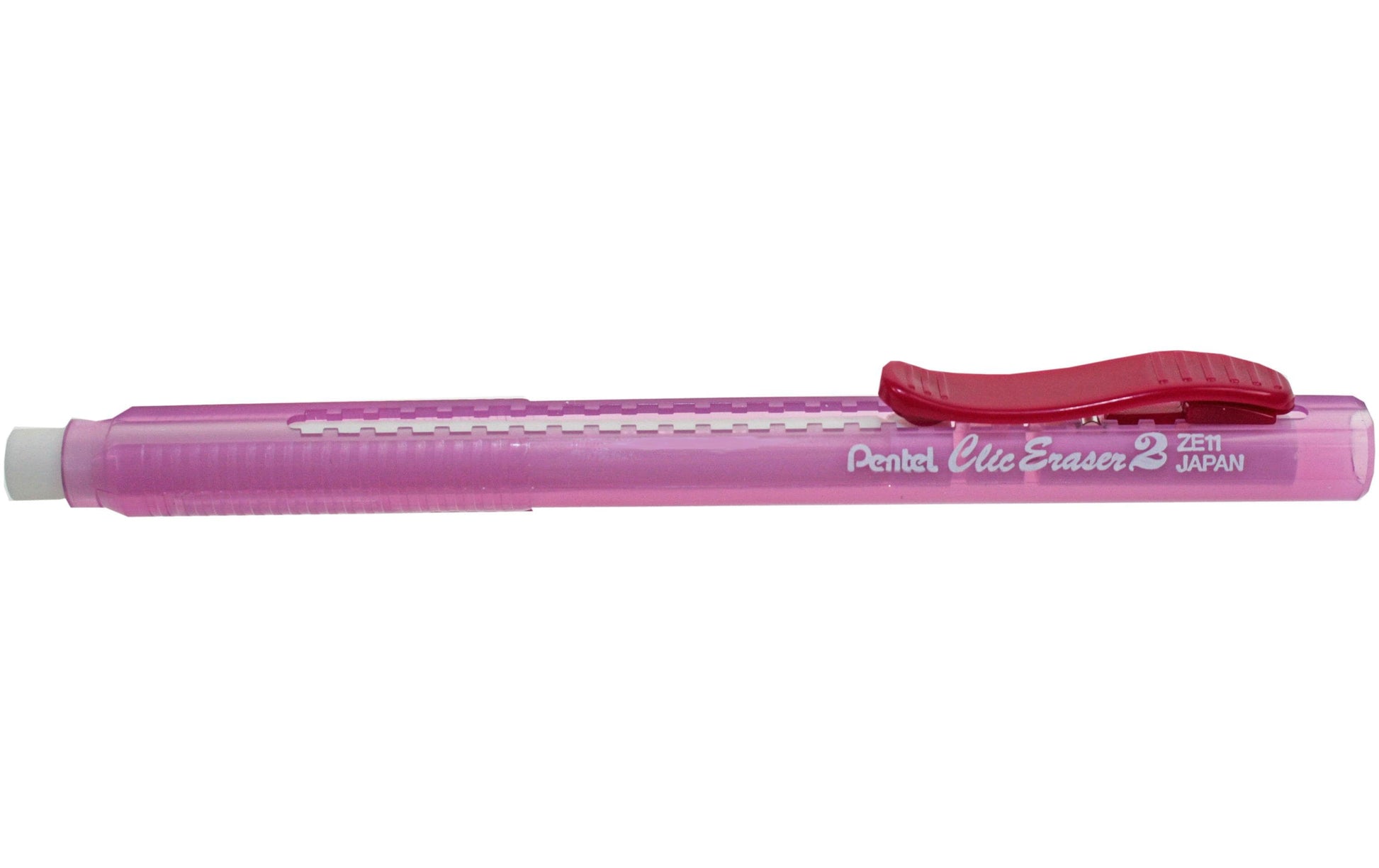 Pentel Radierstift Clic Eraser ZE11T-B – nachfüllbar, rot, transparent, weiss, 1 Stk.
