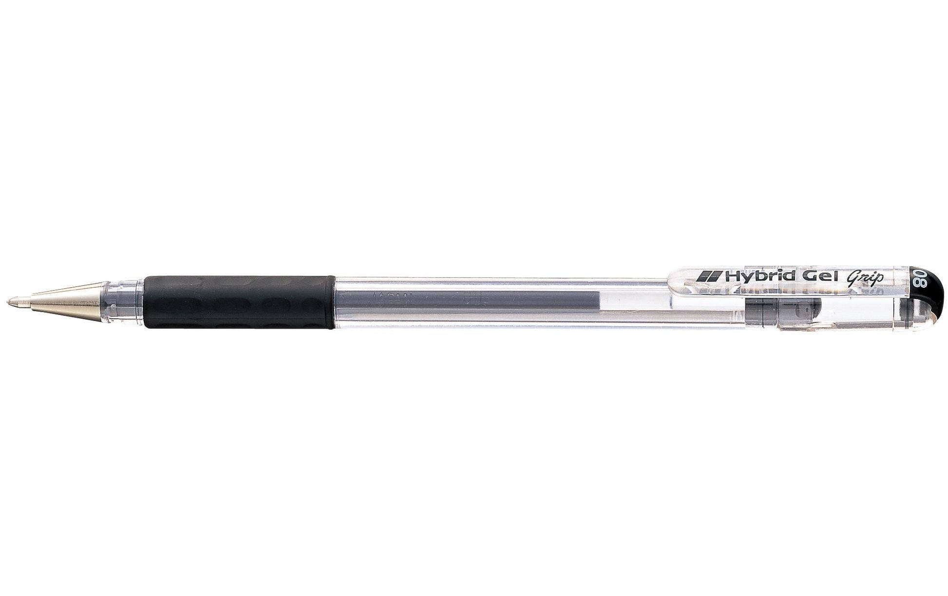 Pentel Hybrid Gel Grip Gelschreiber – schwarz, 0,8 mm, wasserfest, lichtbeständig, Kappe