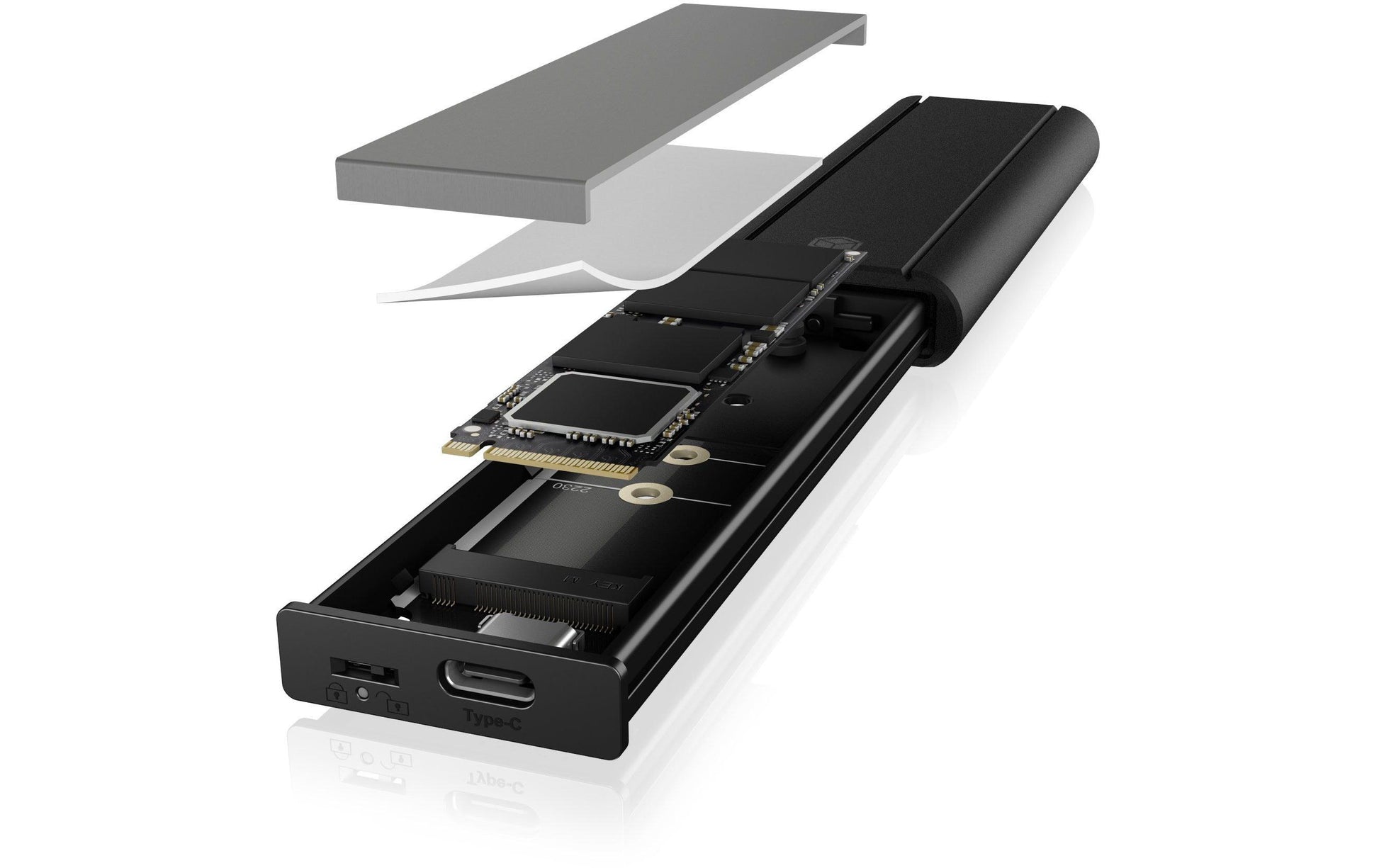 ICY BOX IB-1807MT-C31 – 1-Bay M.2 NVMe SSD-Gehäuse – USB 3.2 Gen 2, USB-C, für M.2 (30/42/60/80 mm)