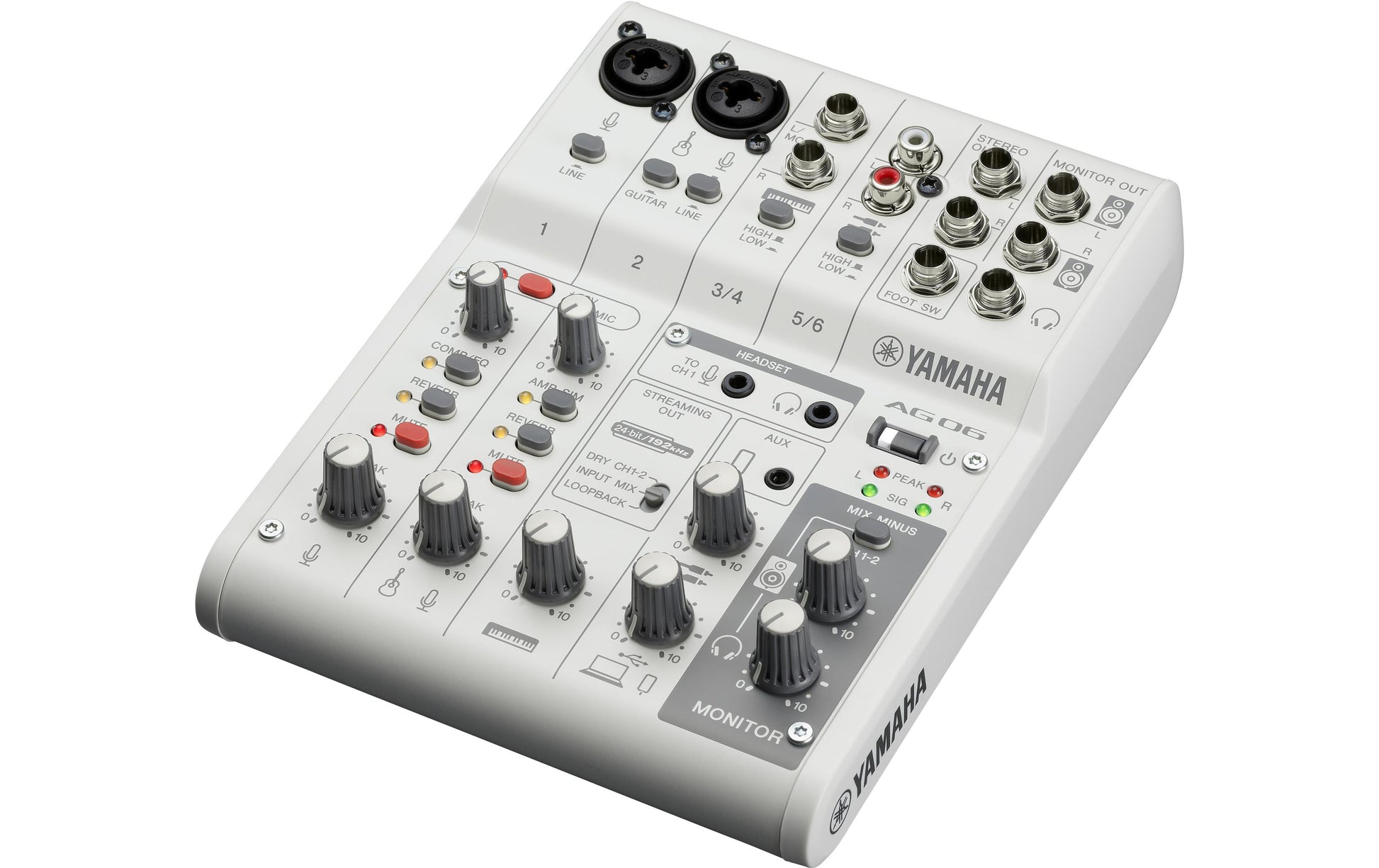 Yamaha AG06 MK2 – 6-Kanal Mixer, USB-Audio-Interface, inkl. Software, Weiss