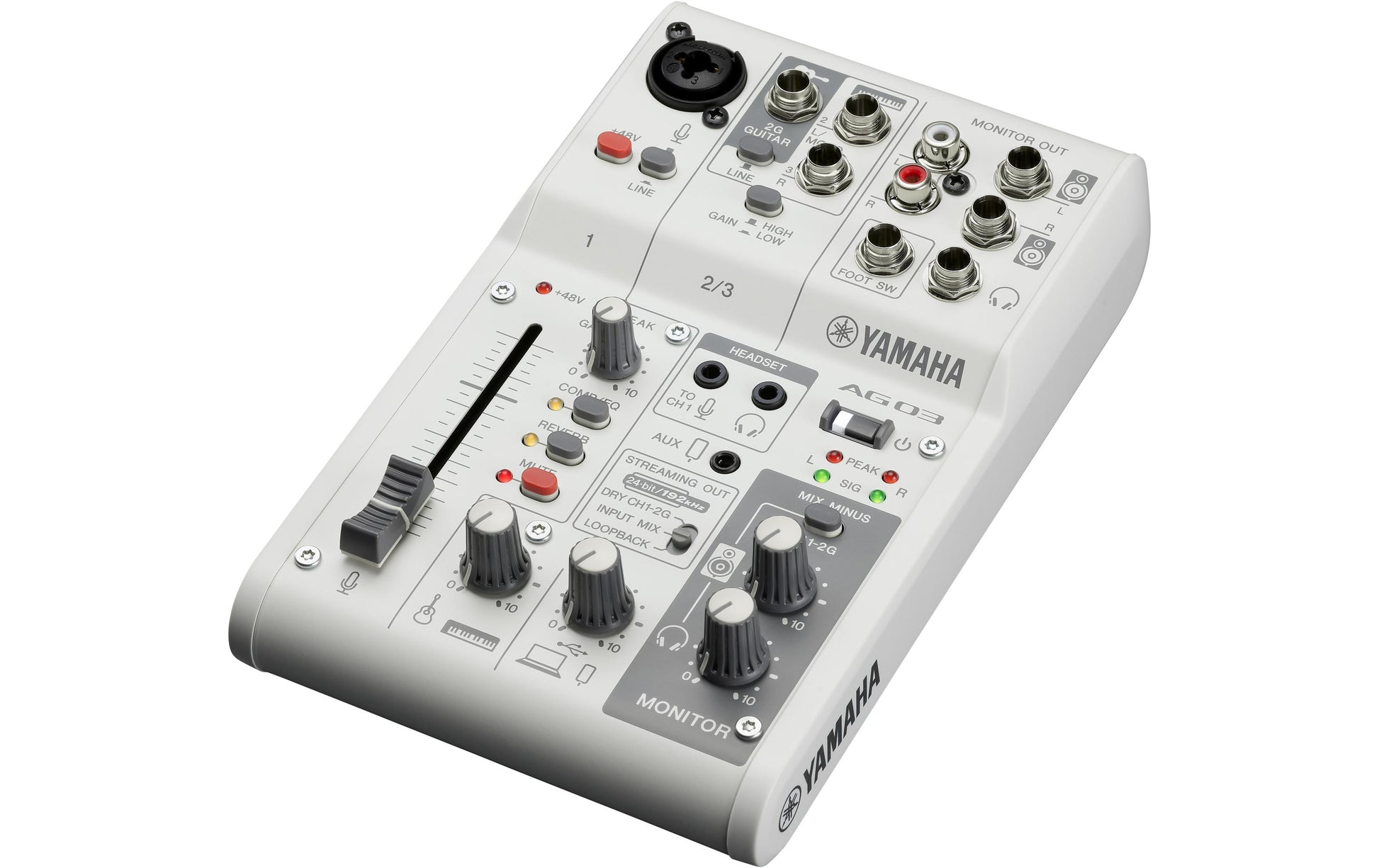 Yamaha AG03 MK2 White – 3 Kanäle, Phantomspeisung 48 V