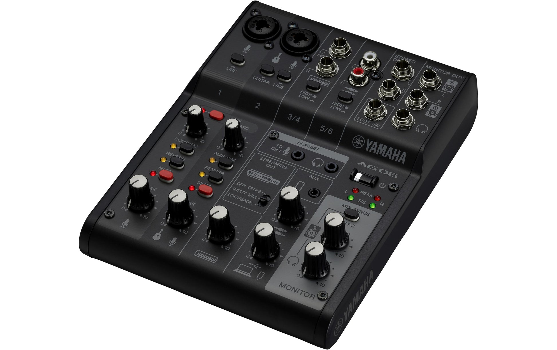 Yamaha AG06 MK2 – 6-Kanal Mixer, USB-Audio-Interface, integrierte Effektsektion, Schwarz