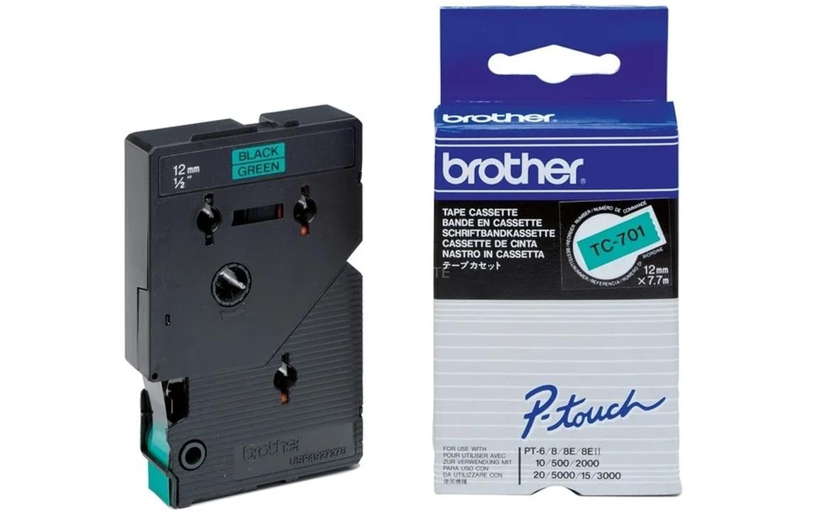 Brother Schriftband – 12 mm × 7,7 m, grün, schwarz