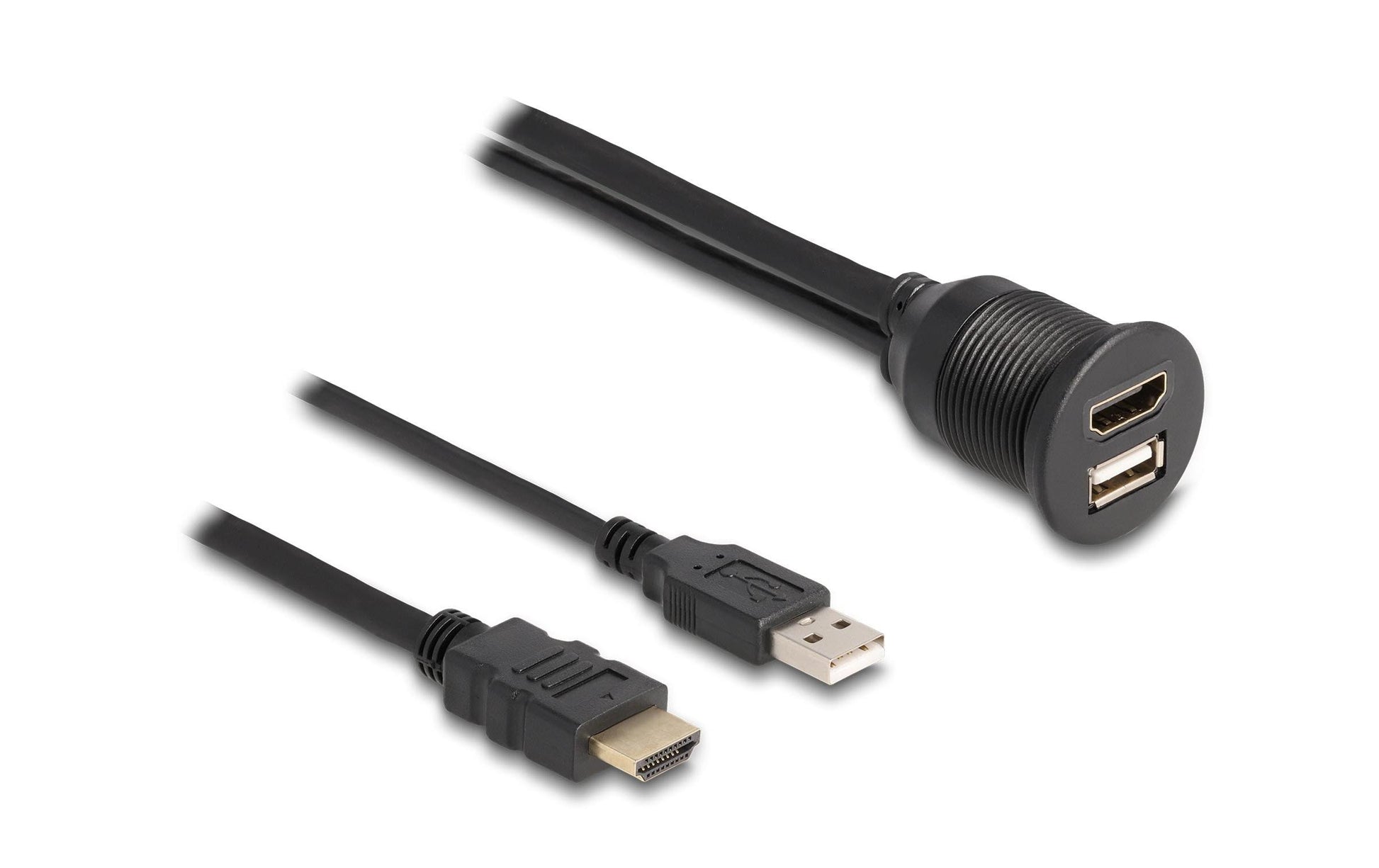 DeLOCK Adapter HDMI-A + USB-A zu HDMI-A + USB-A – 1 m, USB 2.0 (480 Mbit/s), HDCP, Einbau, Schwarz