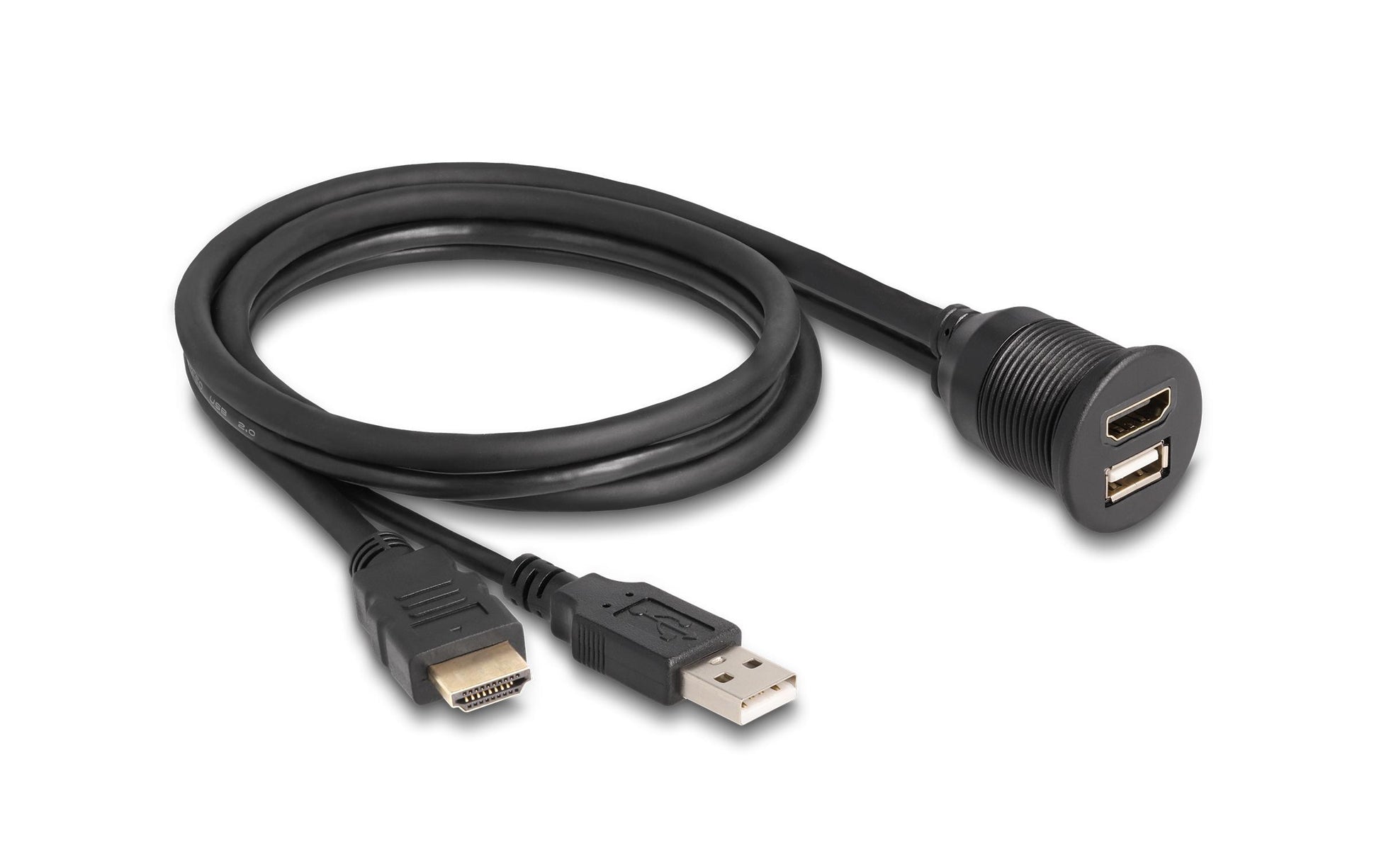 DeLOCK Adapter HDMI-A + USB-A zu HDMI-A + USB-A – 1 m, USB 2.0 (480 Mbit/s), HDCP, Einbau, Schwarz