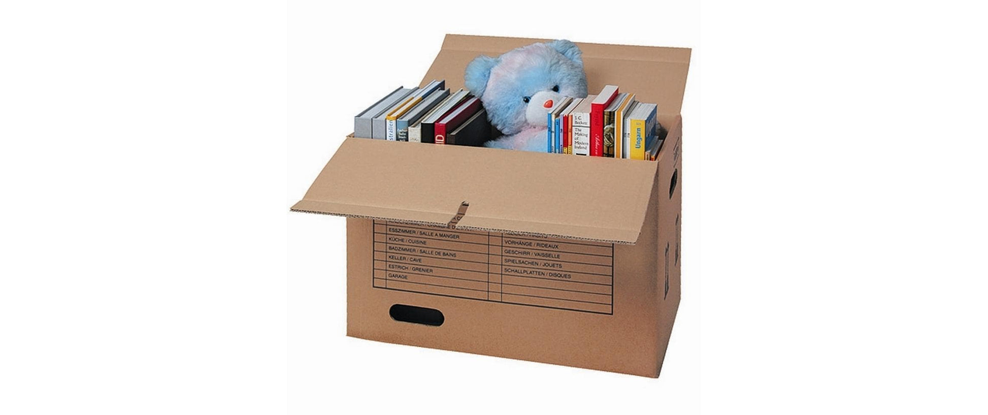 Brieger Versandkarton – 570 × 340 × 390 mm, 77 l, Deckel, Braun, mit Tragegriffen – 1 Stk.