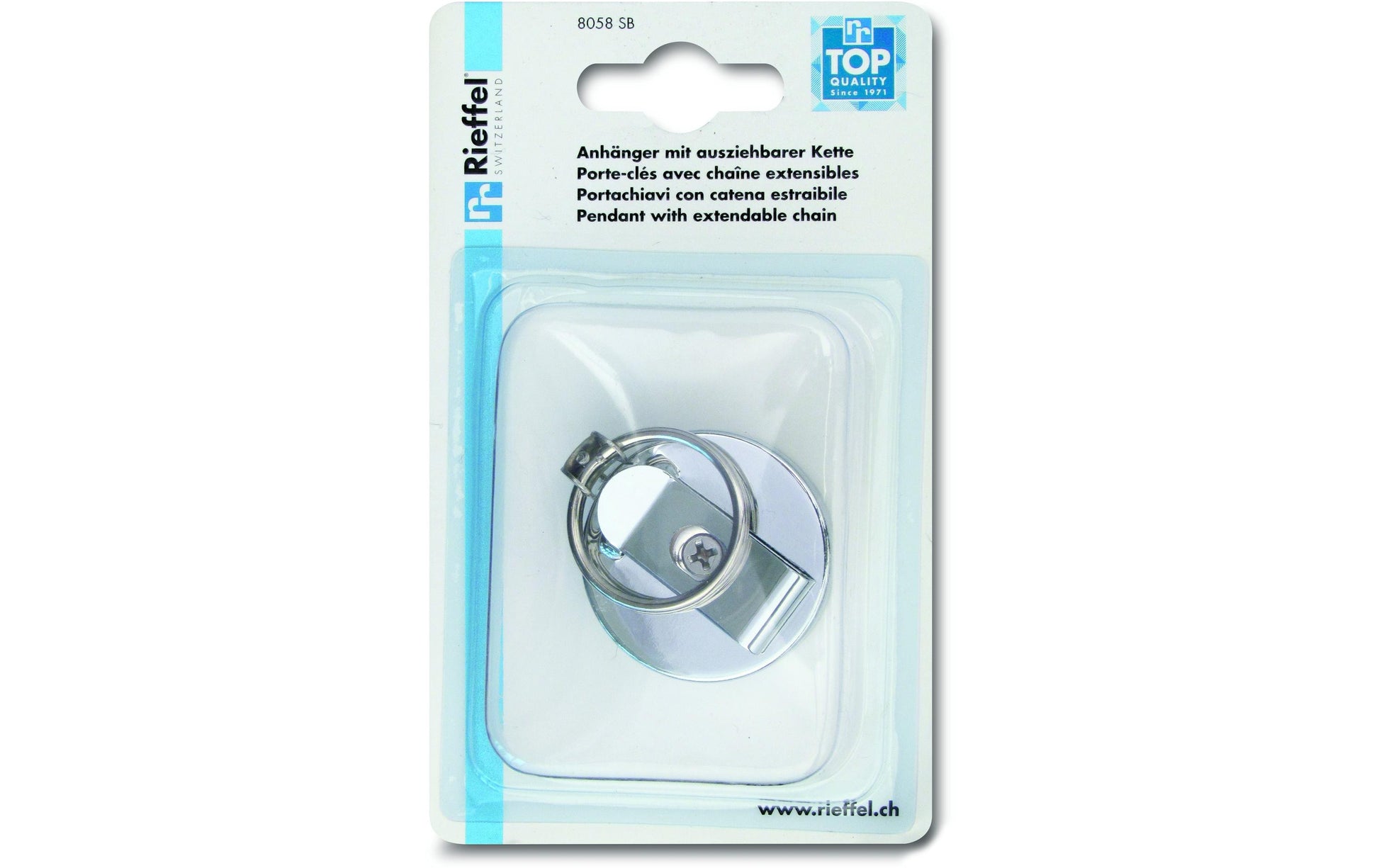Rieffel Schlüsselanhänger – Metall, Silber, Ø 43 mm